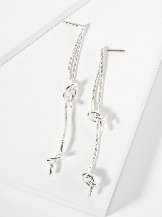 Brass Knot-Detail Snake Chain Dangle Earrings