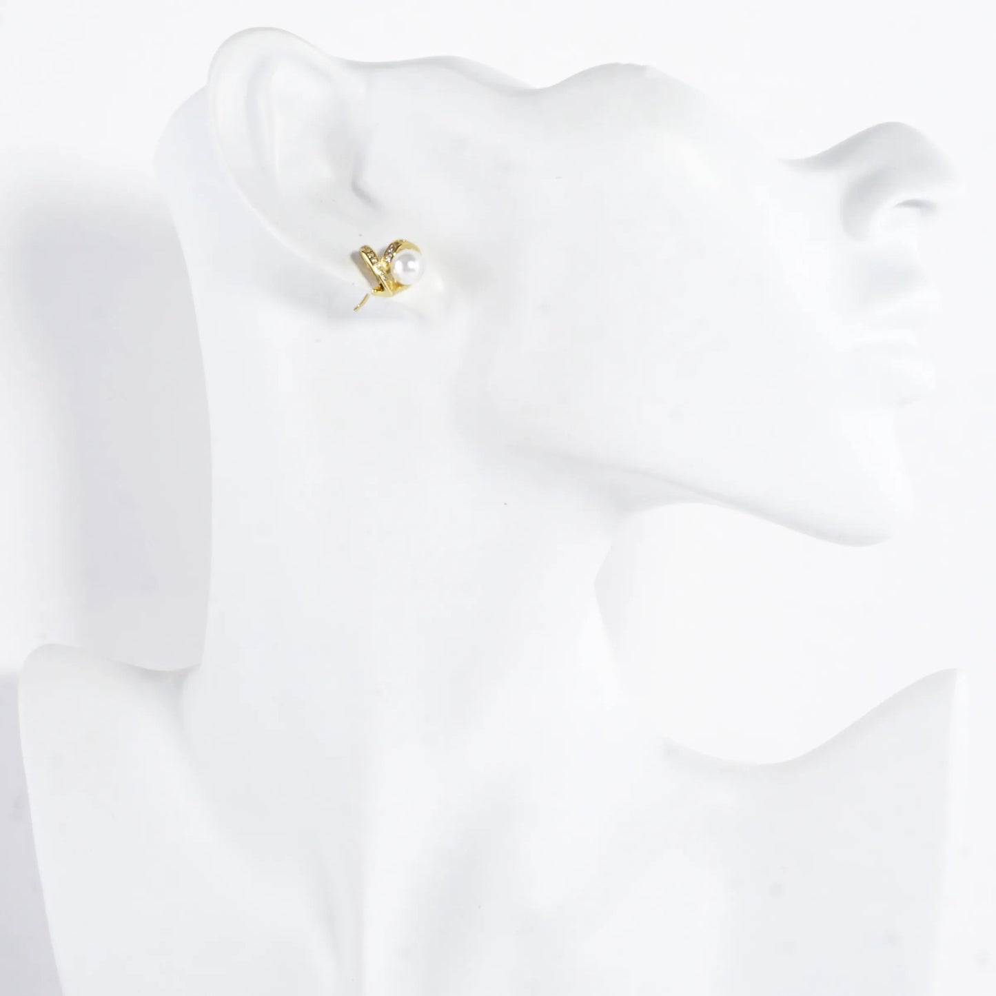 Brass Love Knot Earrings Cubic Zirconia Pave Pearl