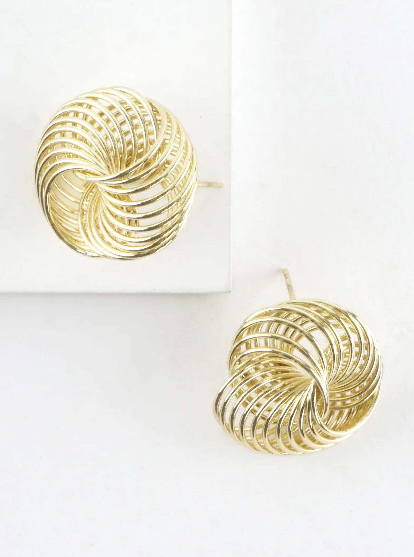 Brass Multi-Ring Swirl Knot Stud Earrings