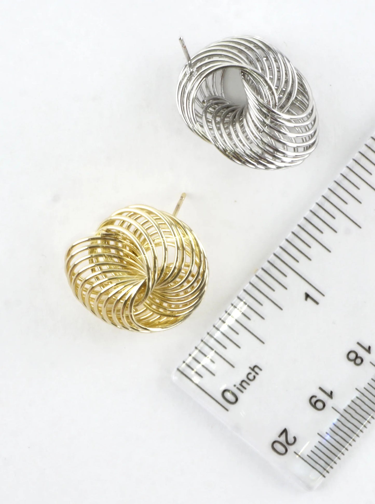 Brass Multi-Ring Swirl Knot Stud Earrings