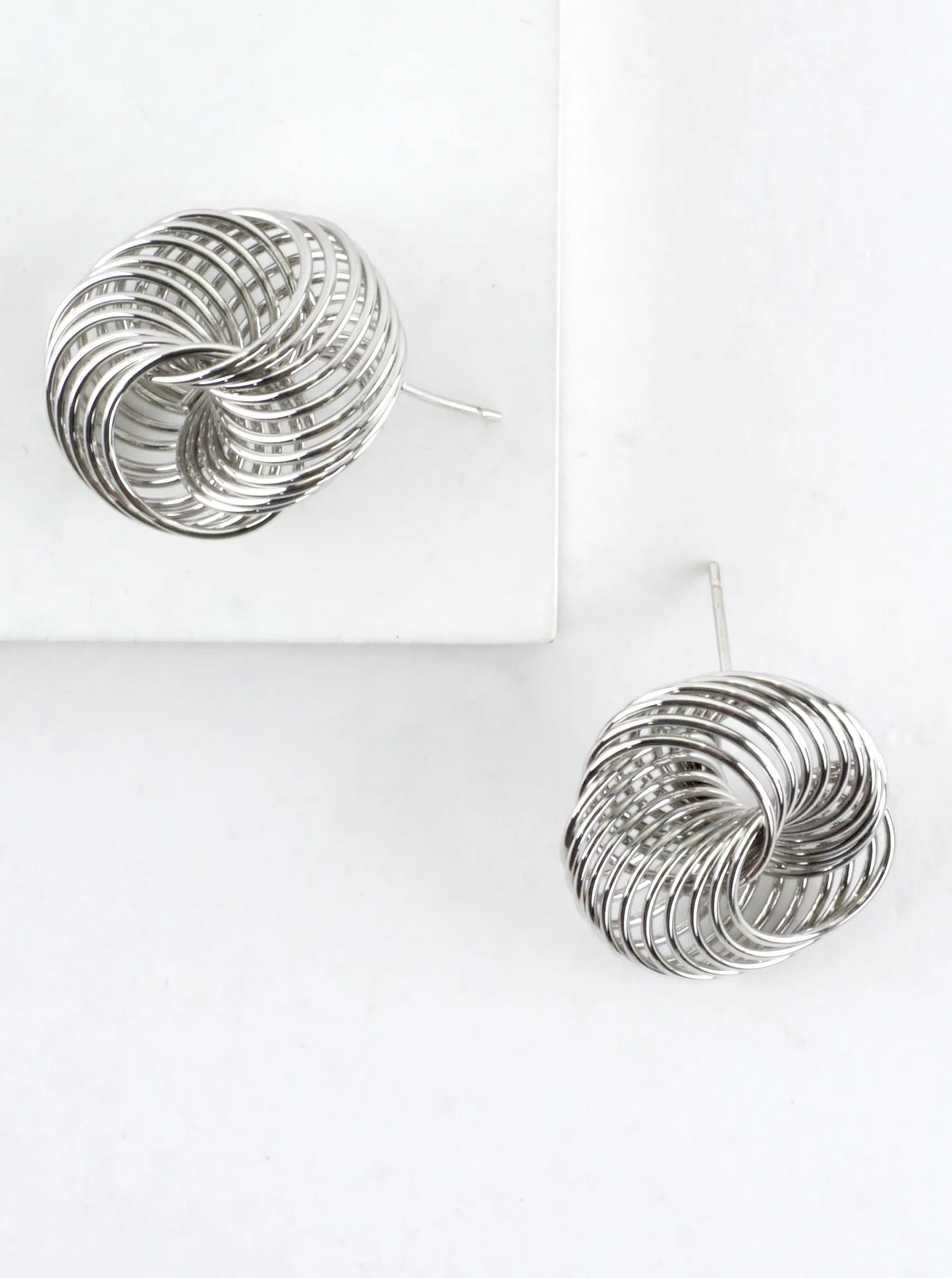 Brass Multi-Ring Swirl Knot Stud Earrings