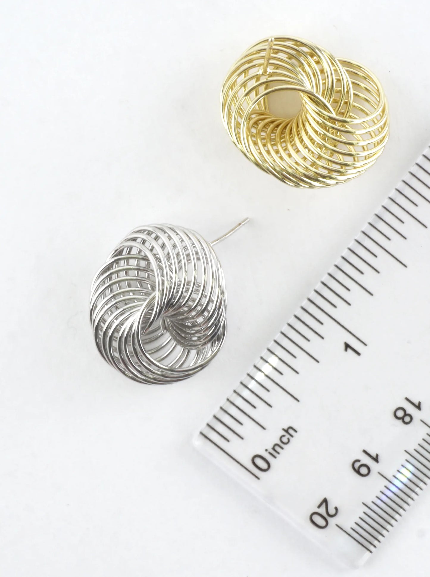 Brass Multi-Ring Swirl Knot Stud Earrings