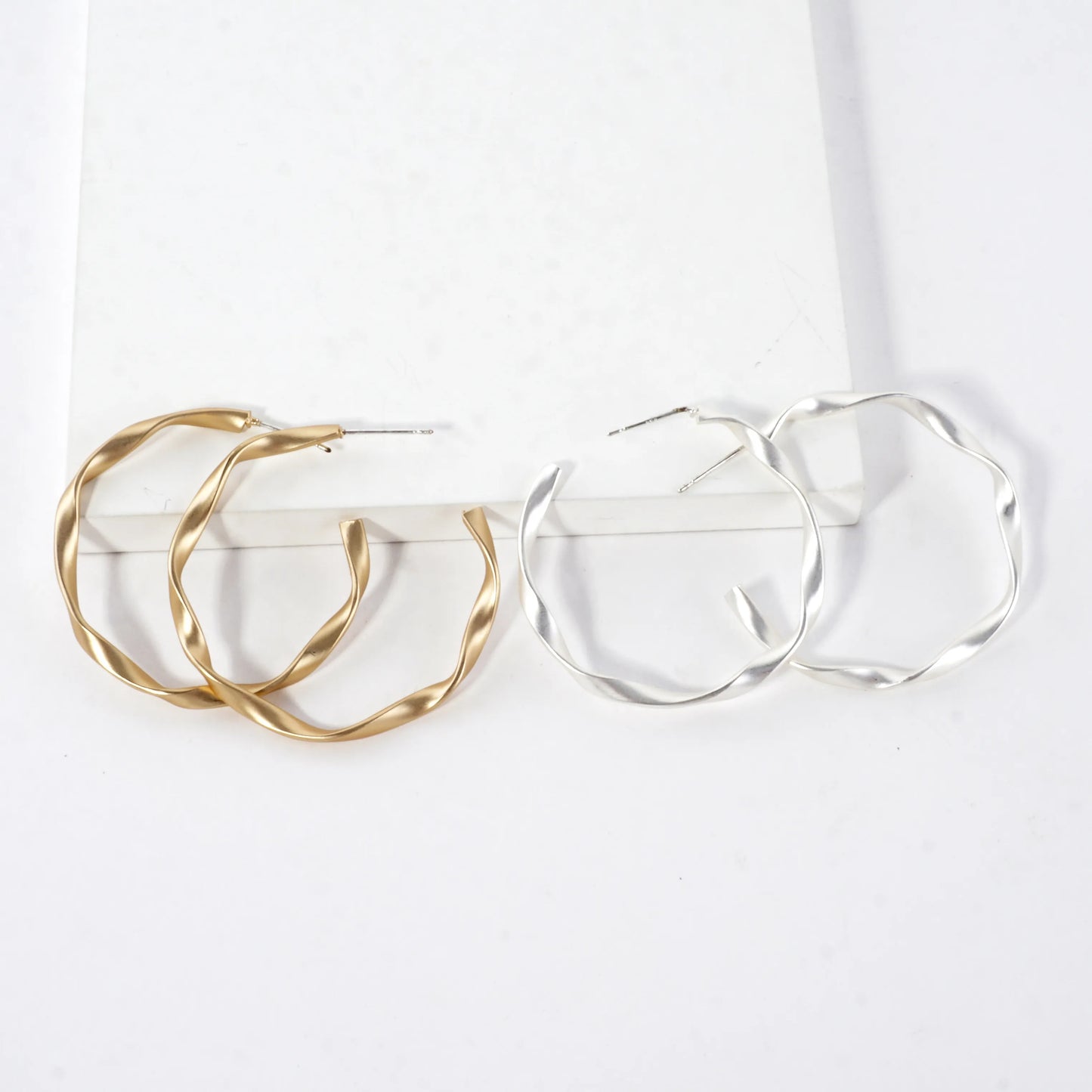 Brass Twisted Hoop Earrings
