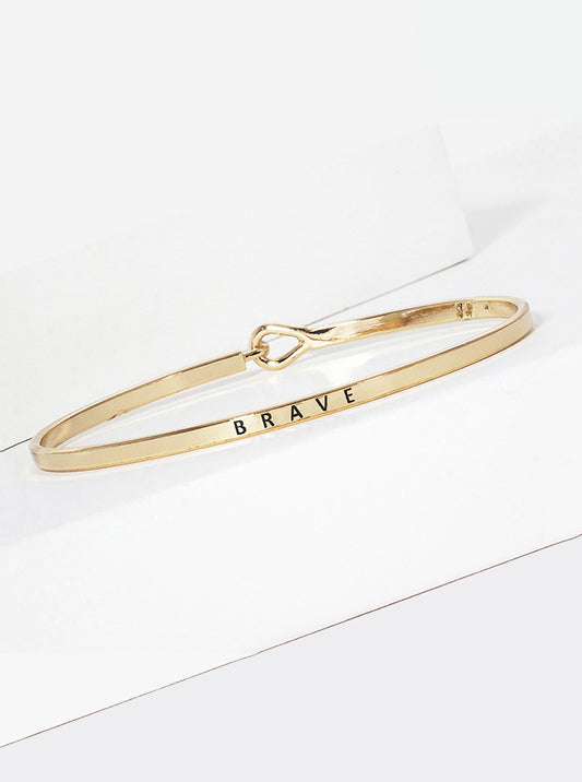 Brave Engraved Inspirational Bangle Bracelet