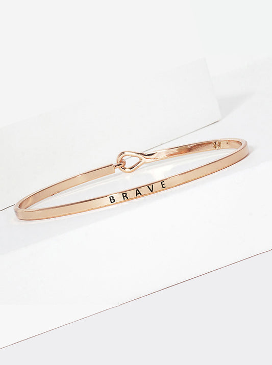 Brave Engraved Inspirational Bangle Bracelet