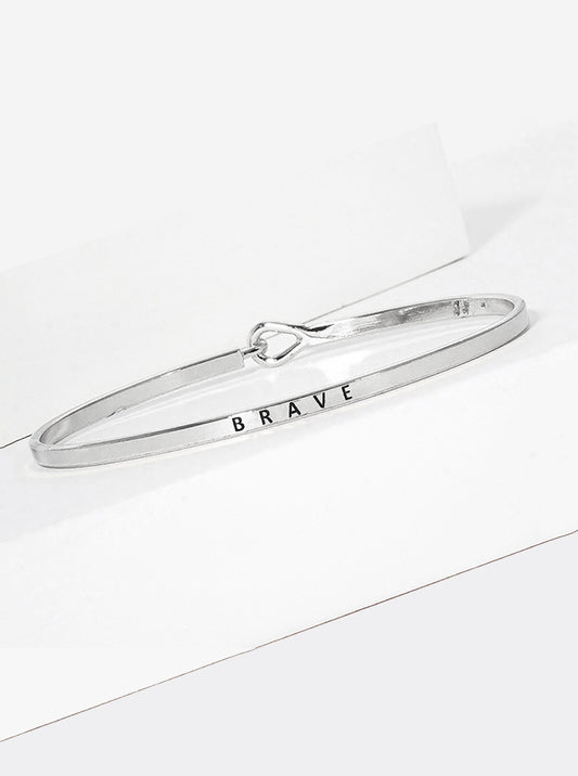 Brave Engraved Inspirational Bangle Bracelet