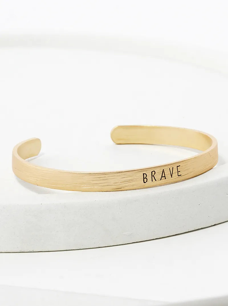 Brave Engraved Inspirational Cuff Bracelet