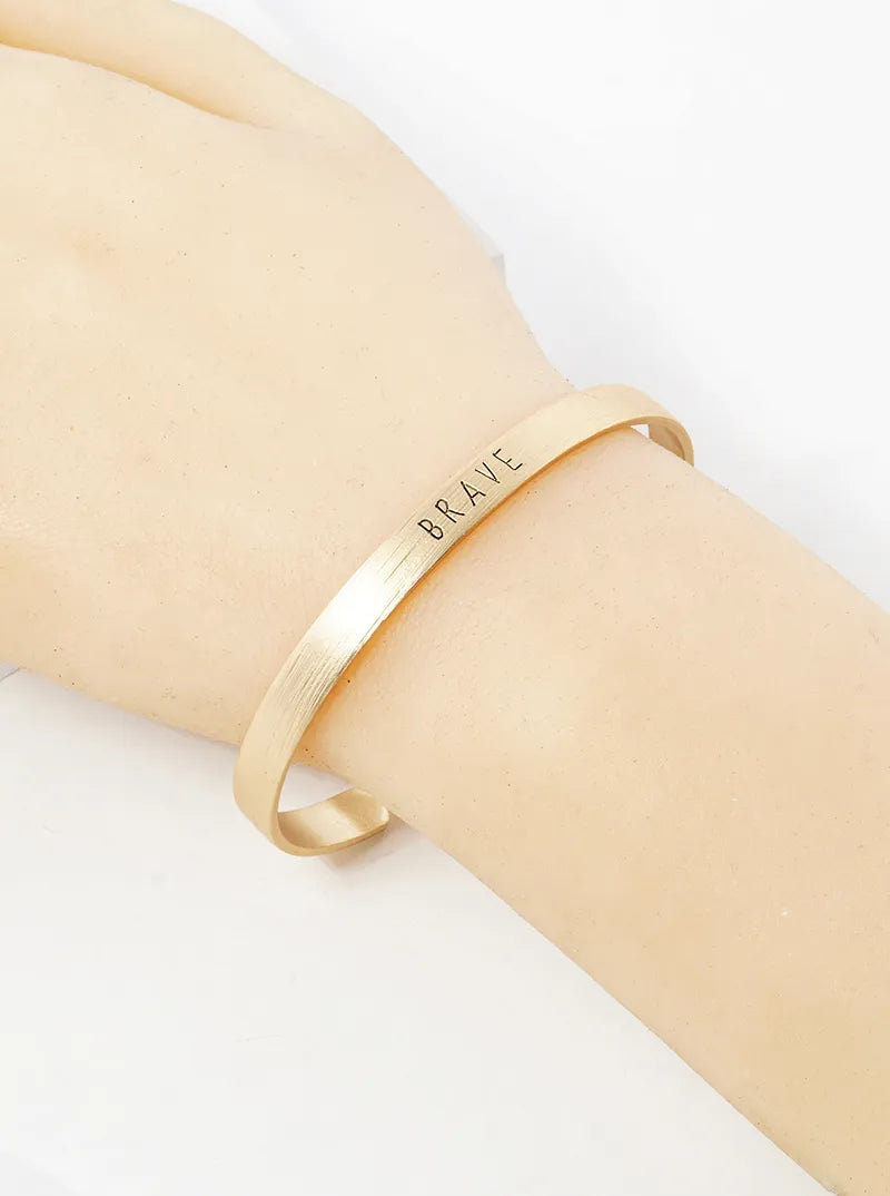 Brave Engraved Inspirational Cuff Bracelet