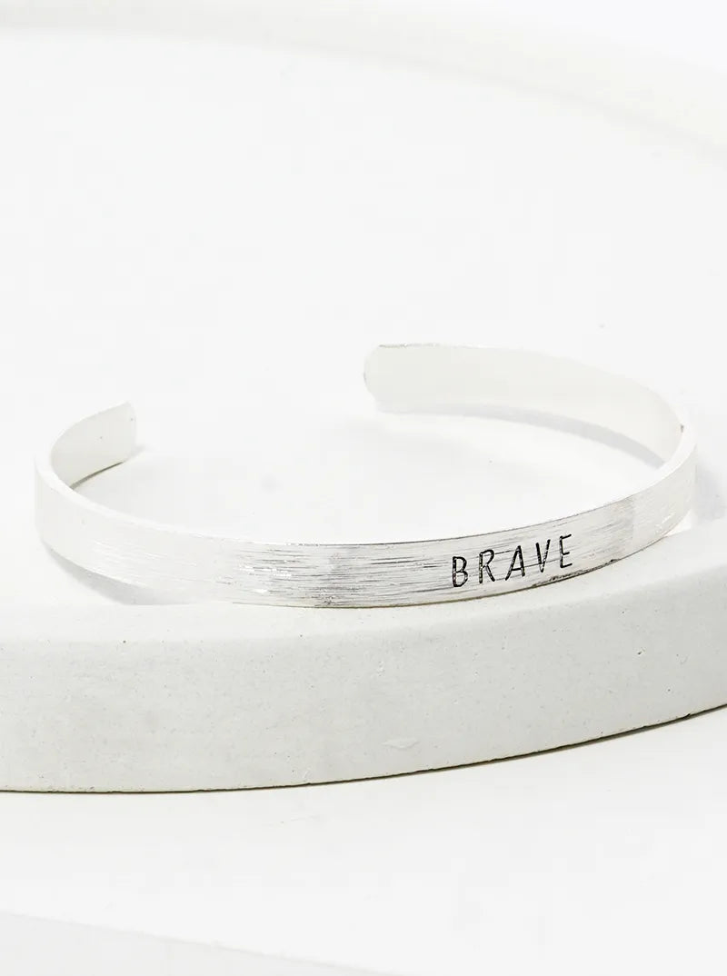 Brave Engraved Inspirational Cuff Bracelet