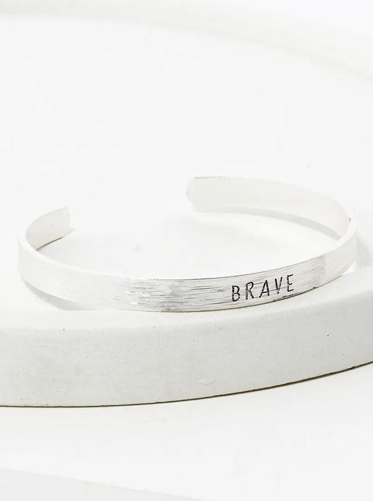 Brave Engraved Inspirational Cuff Bracelet