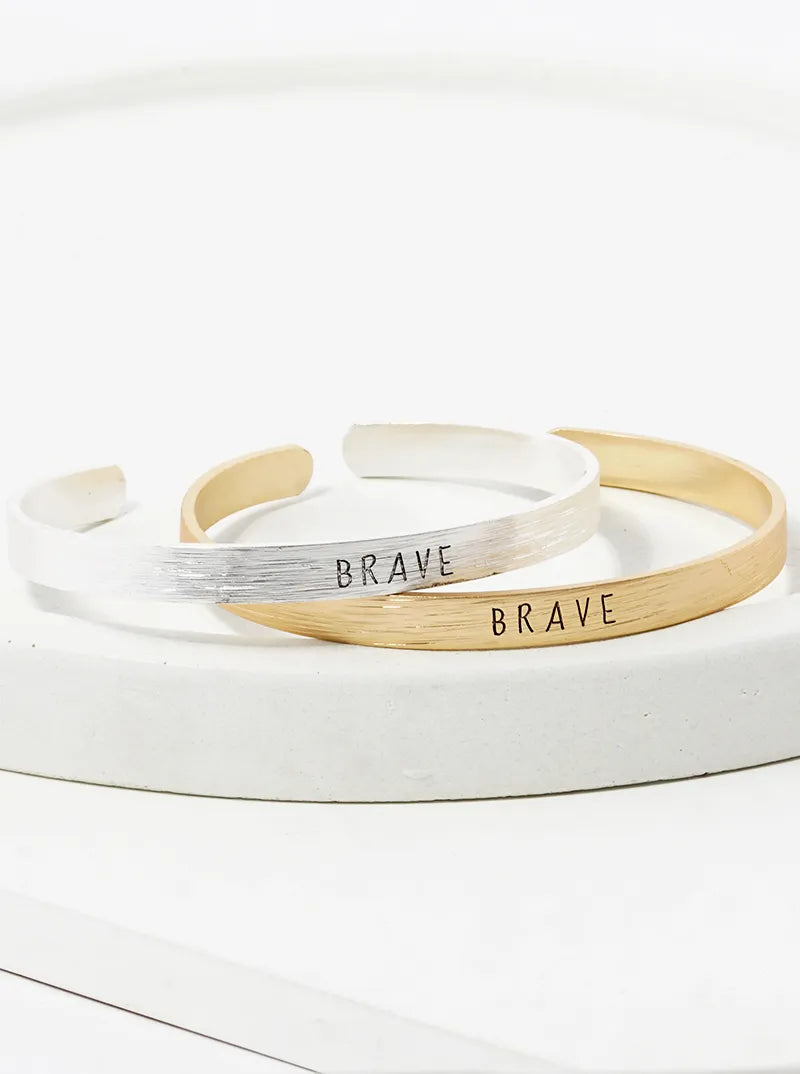 Brave Engraved Inspirational Cuff Bracelet