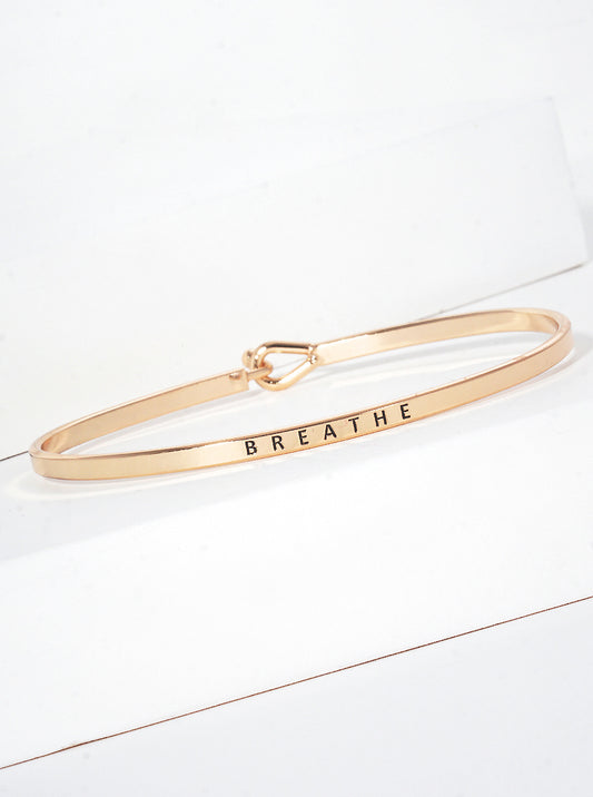 Breathe Engraved Inspirational Bangle Bracelet