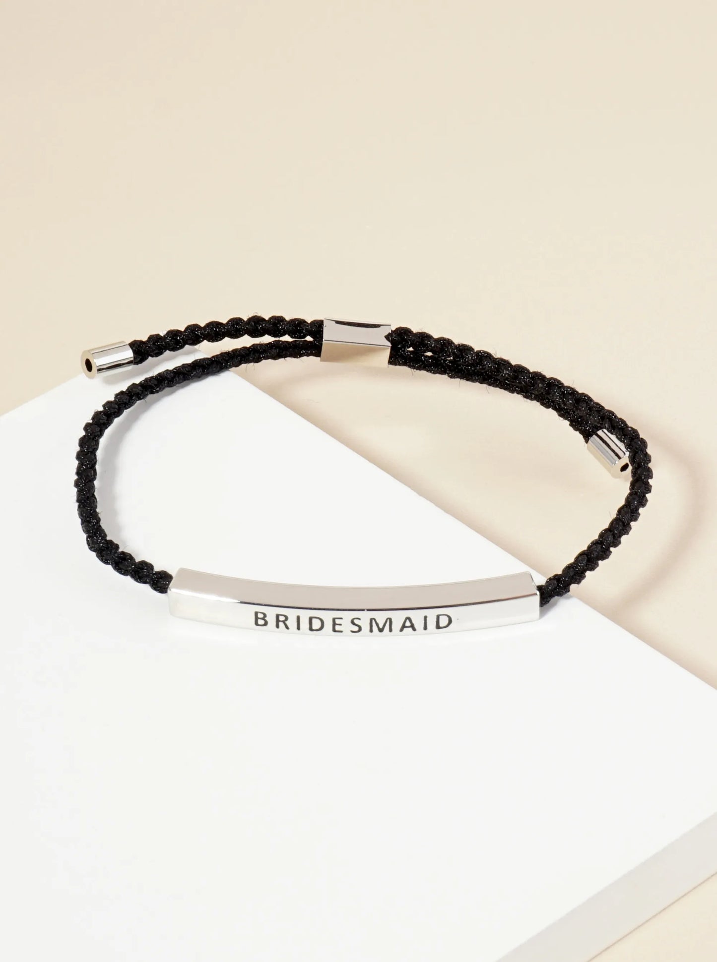 Bridesmaid Engraved 18K Gold Dipped Curved Brass Tube Bar Adjustable Pull Tie Bracelet