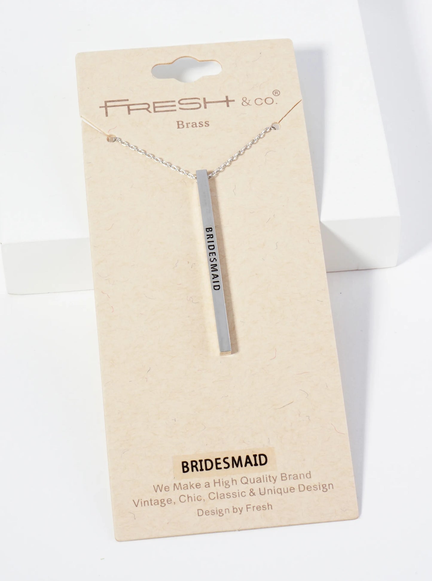 Bridesmaid Engraved Vertical Bar Pendant Inspirational Necklace