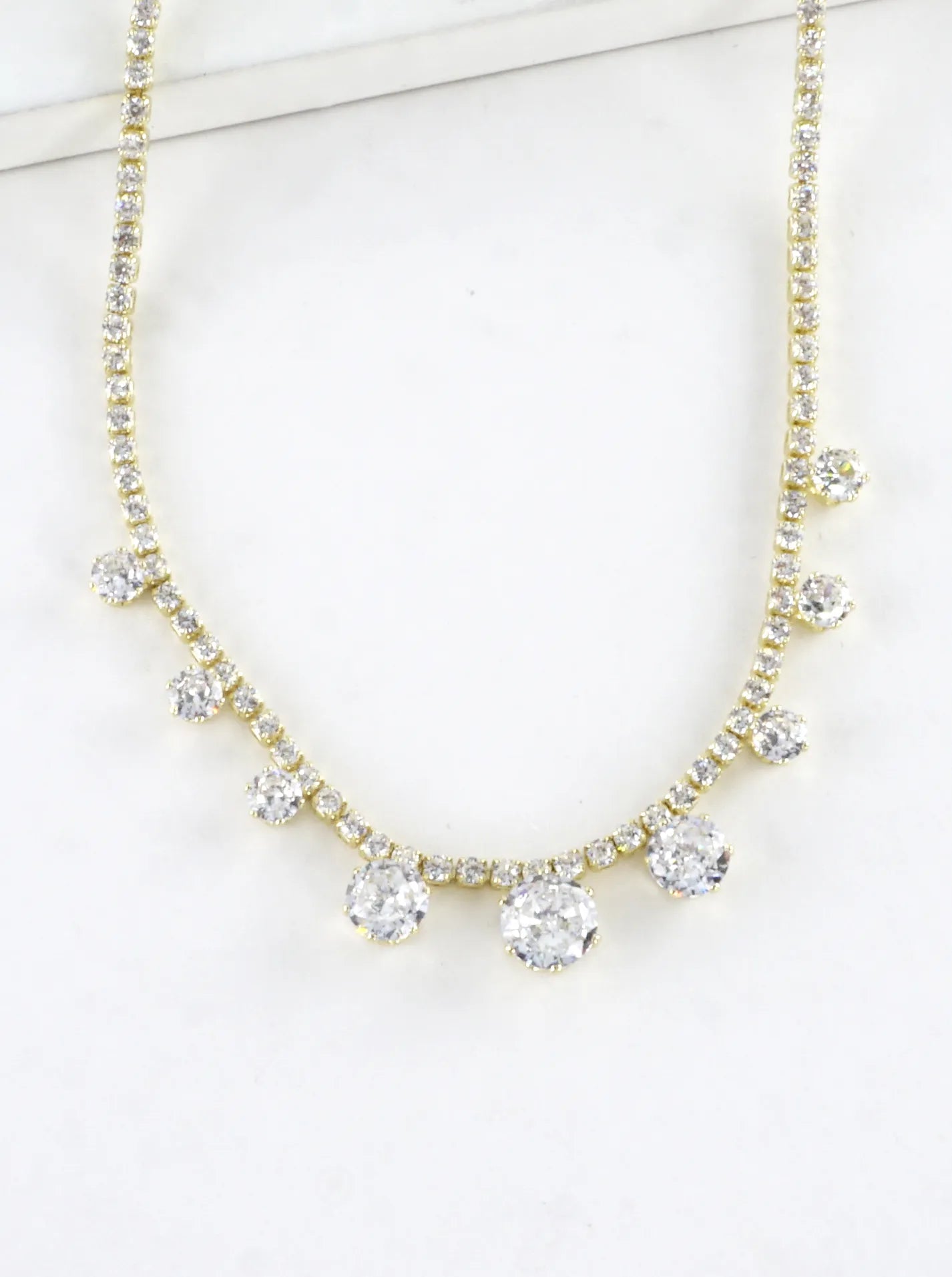 Brilliant Graduated Cubic Zirconia Tennis Necklace