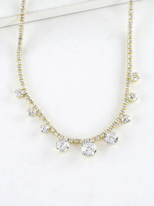 Brilliant Graduated Cubic Zirconia Tennis Necklace