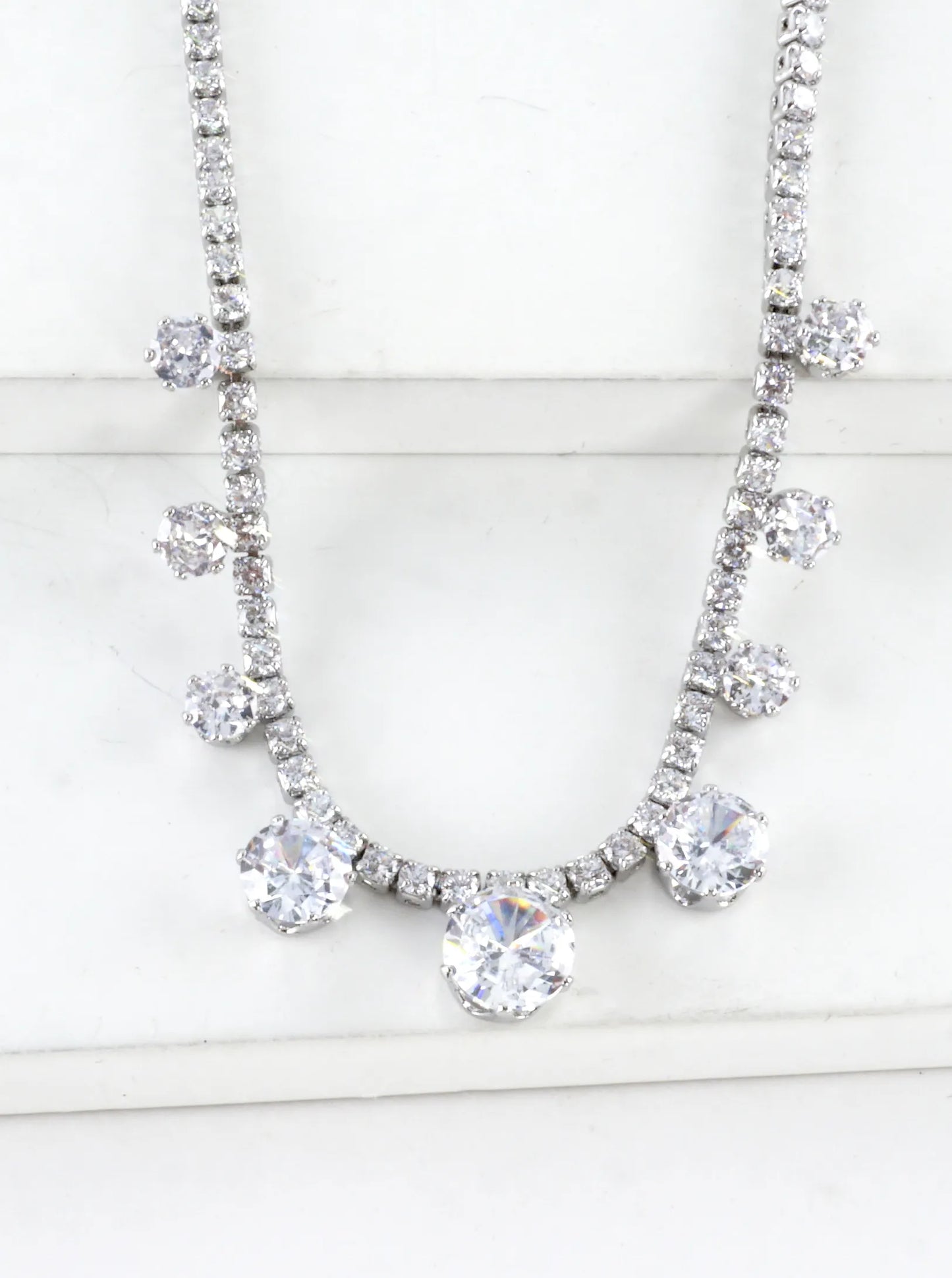 Brilliant Graduated Cubic Zirconia Tennis Necklace