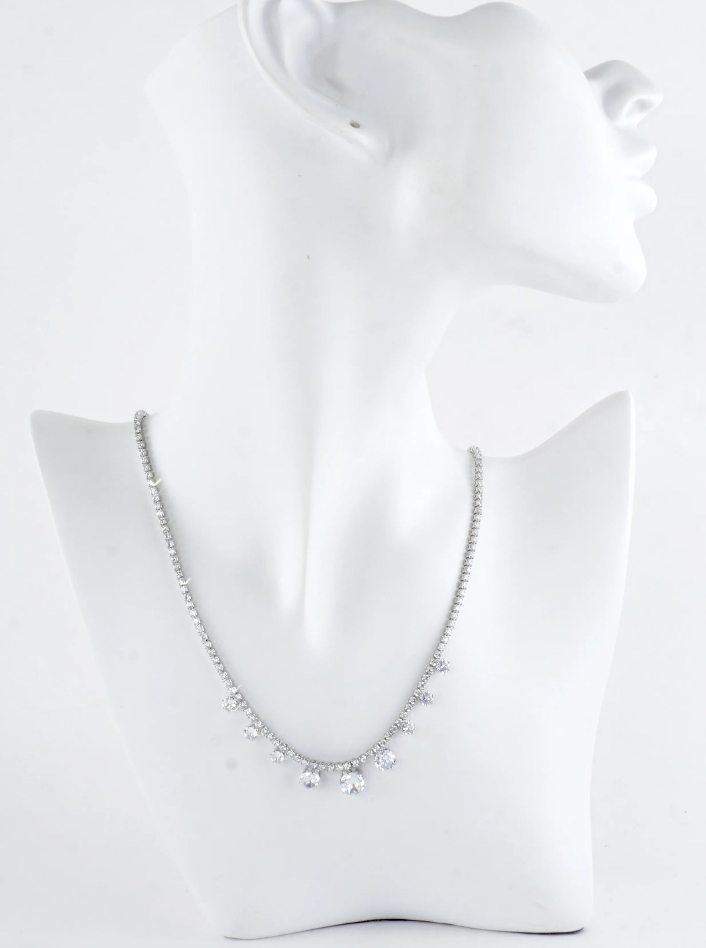 Brilliant Graduated Cubic Zirconia Tennis Necklace