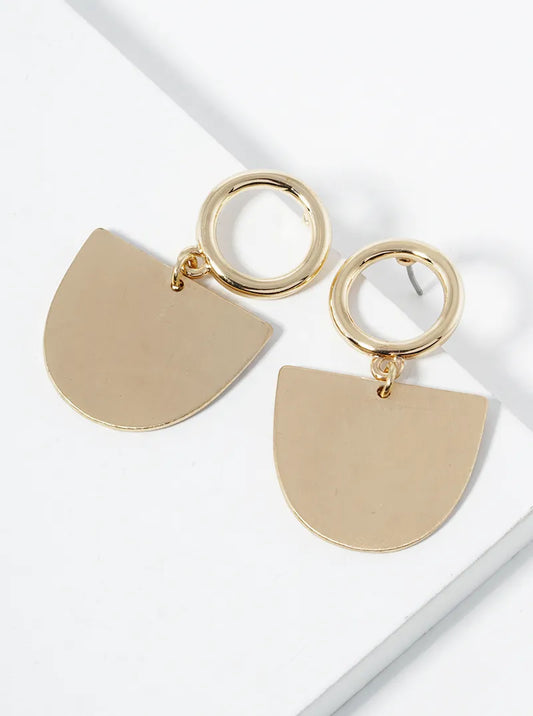 Brushed Brass Geometric Dangle Drop Earrings