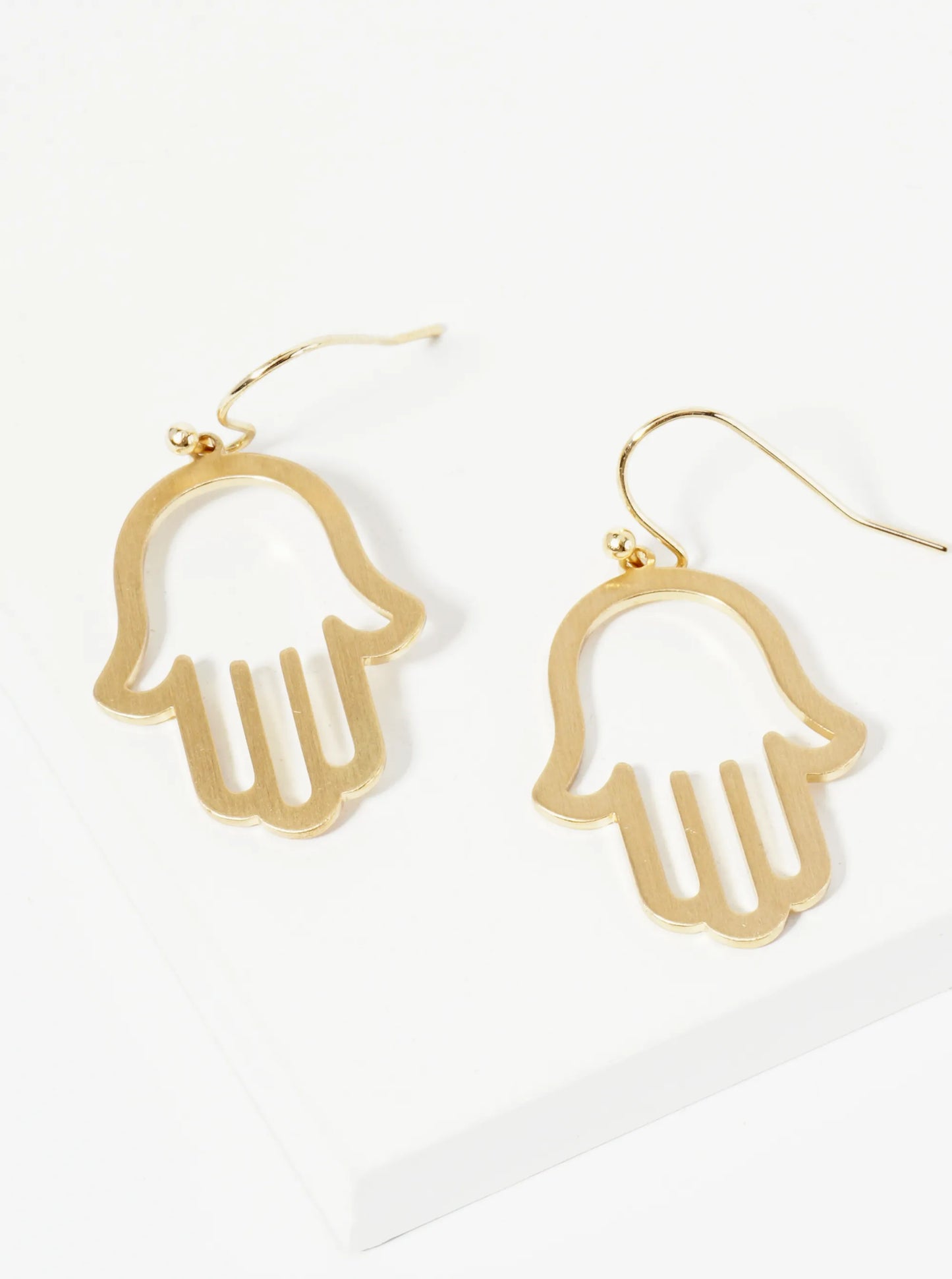 Brushed Metal 1 Inch Hamsa Dangle Drop Earrings