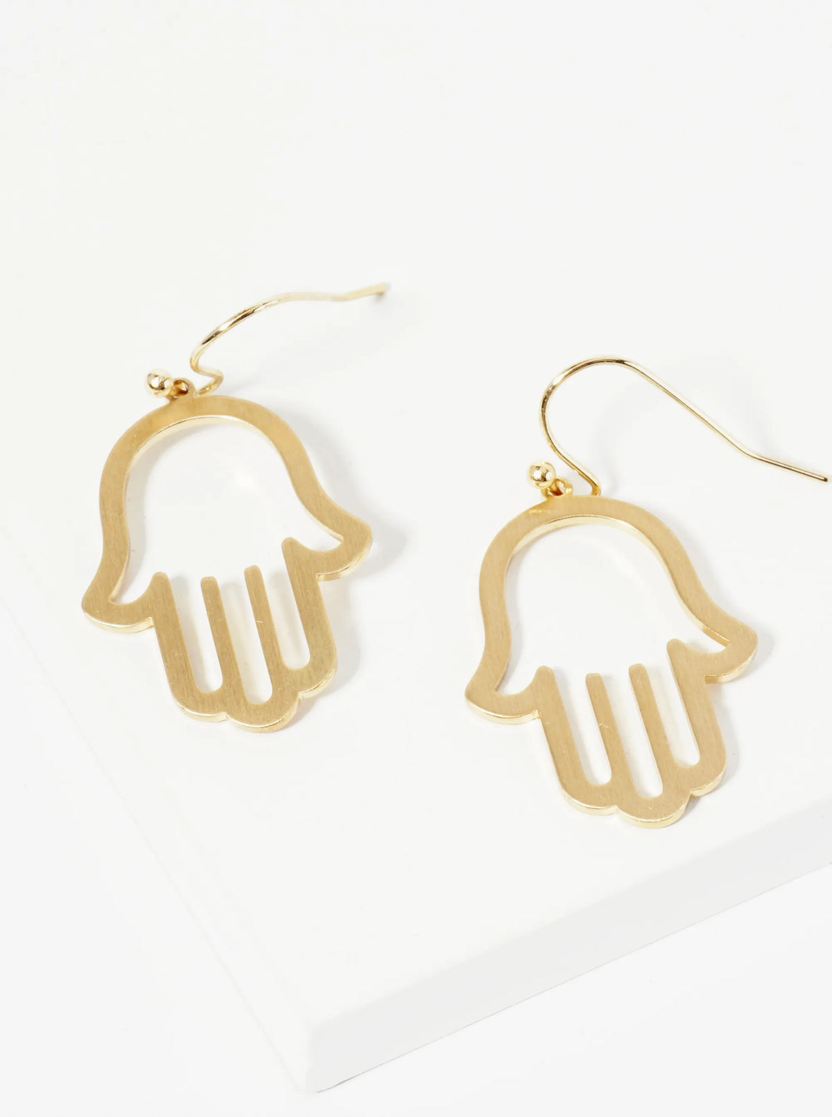 Brushed Metal 1 Inch Hamsa Dangle Drop Earrings