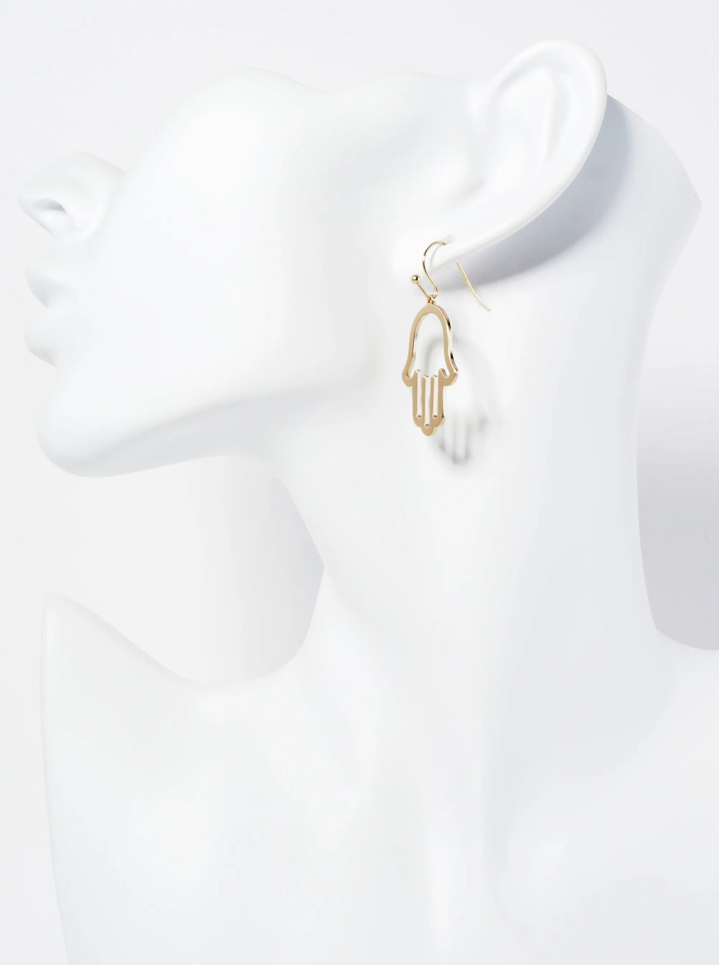 Brushed Metal 1 Inch Hamsa Dangle Drop Earrings