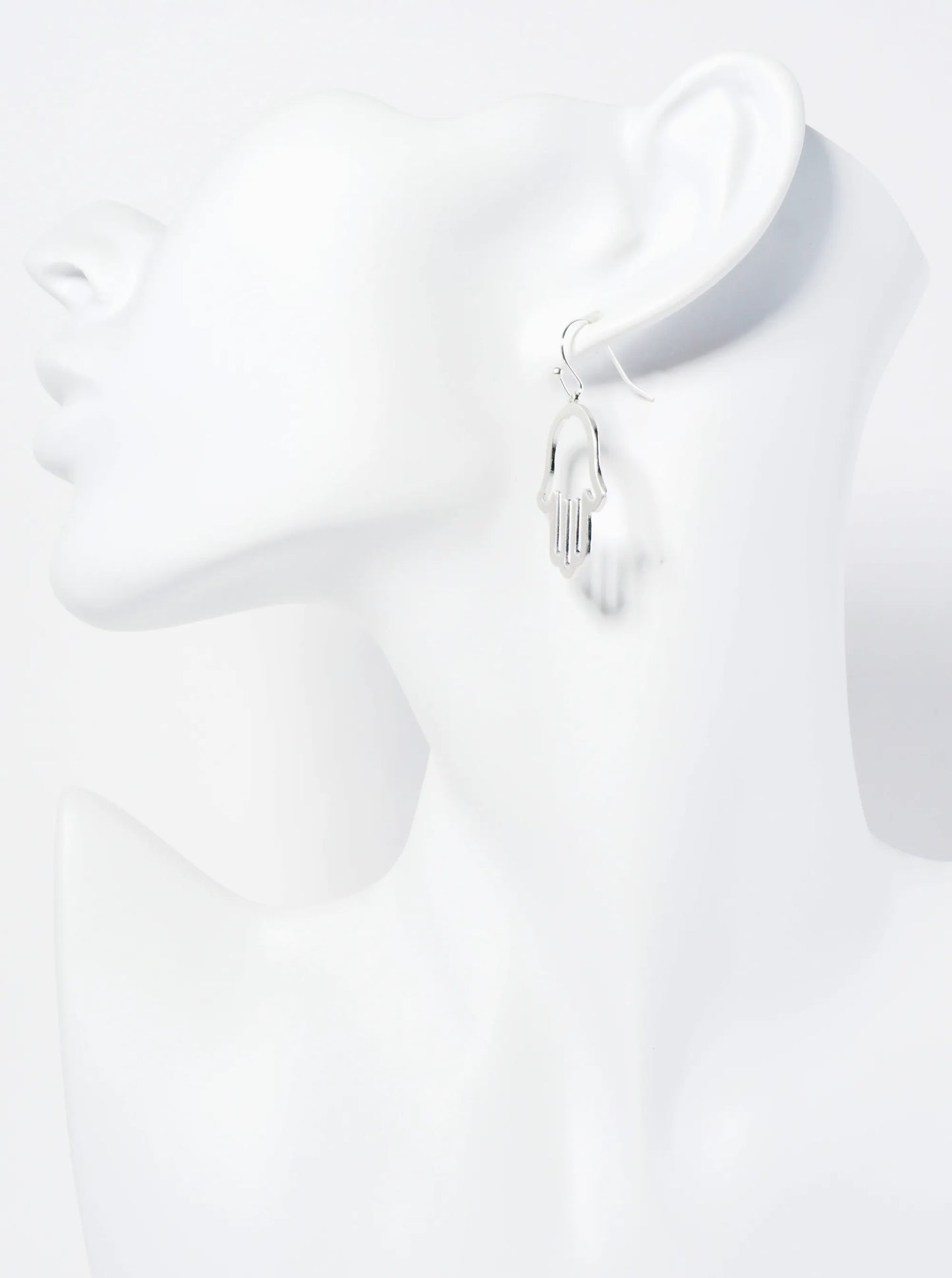 Brushed Metal 1 Inch Hamsa Dangle Drop Earrings