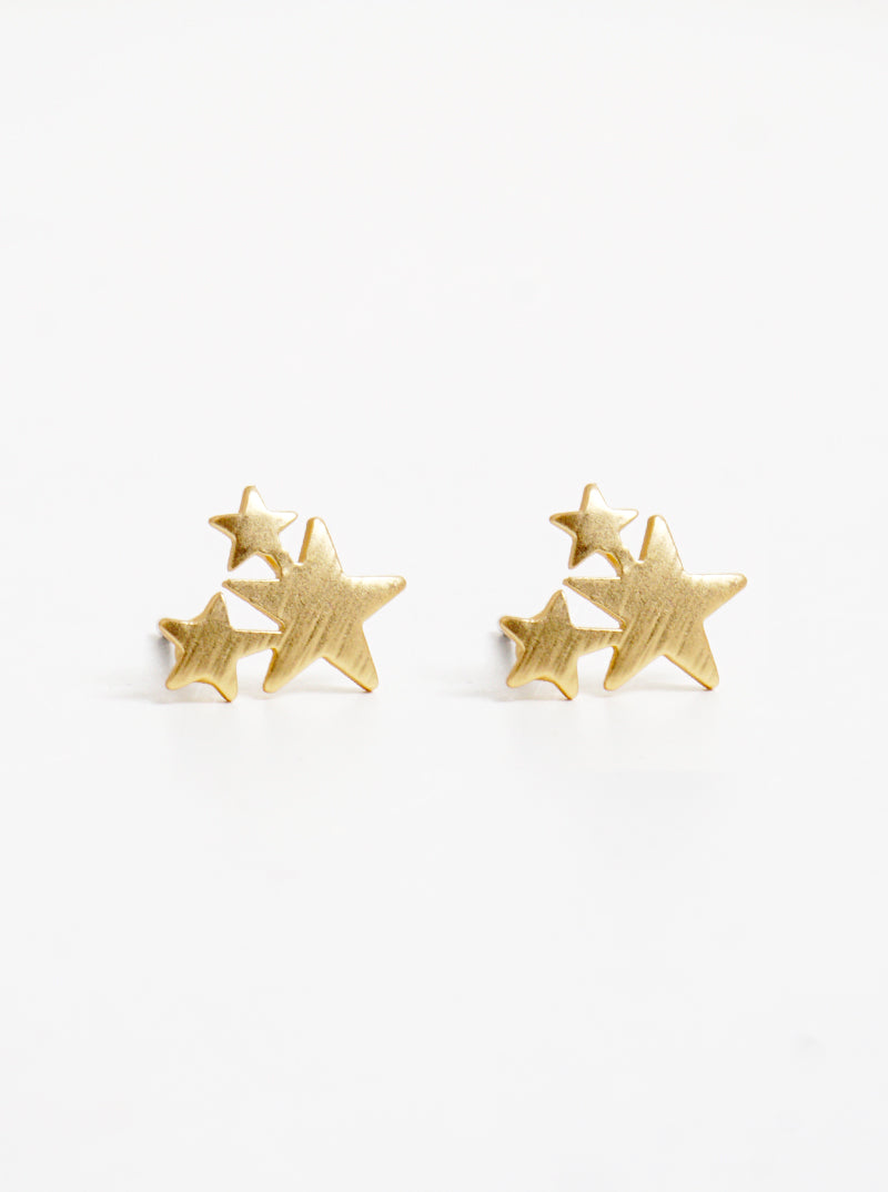 Brushed Metal 10mm Tiny Stars Post Stud Earrings