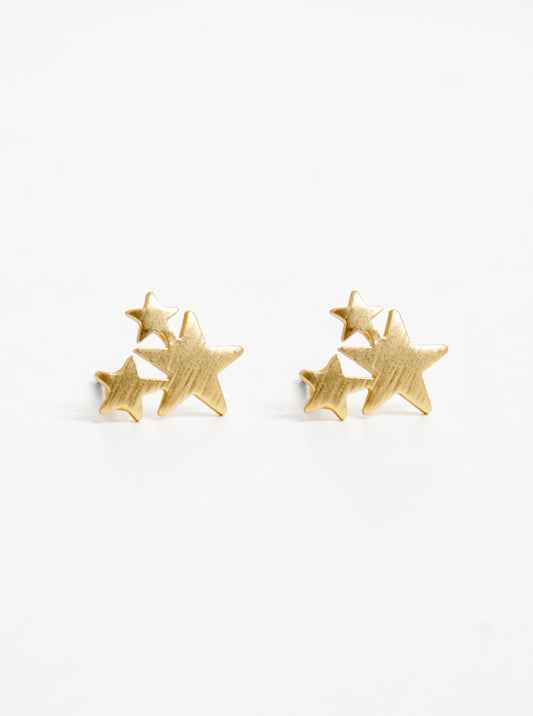 Brushed Metal 10mm Tiny Stars Post Stud Earrings