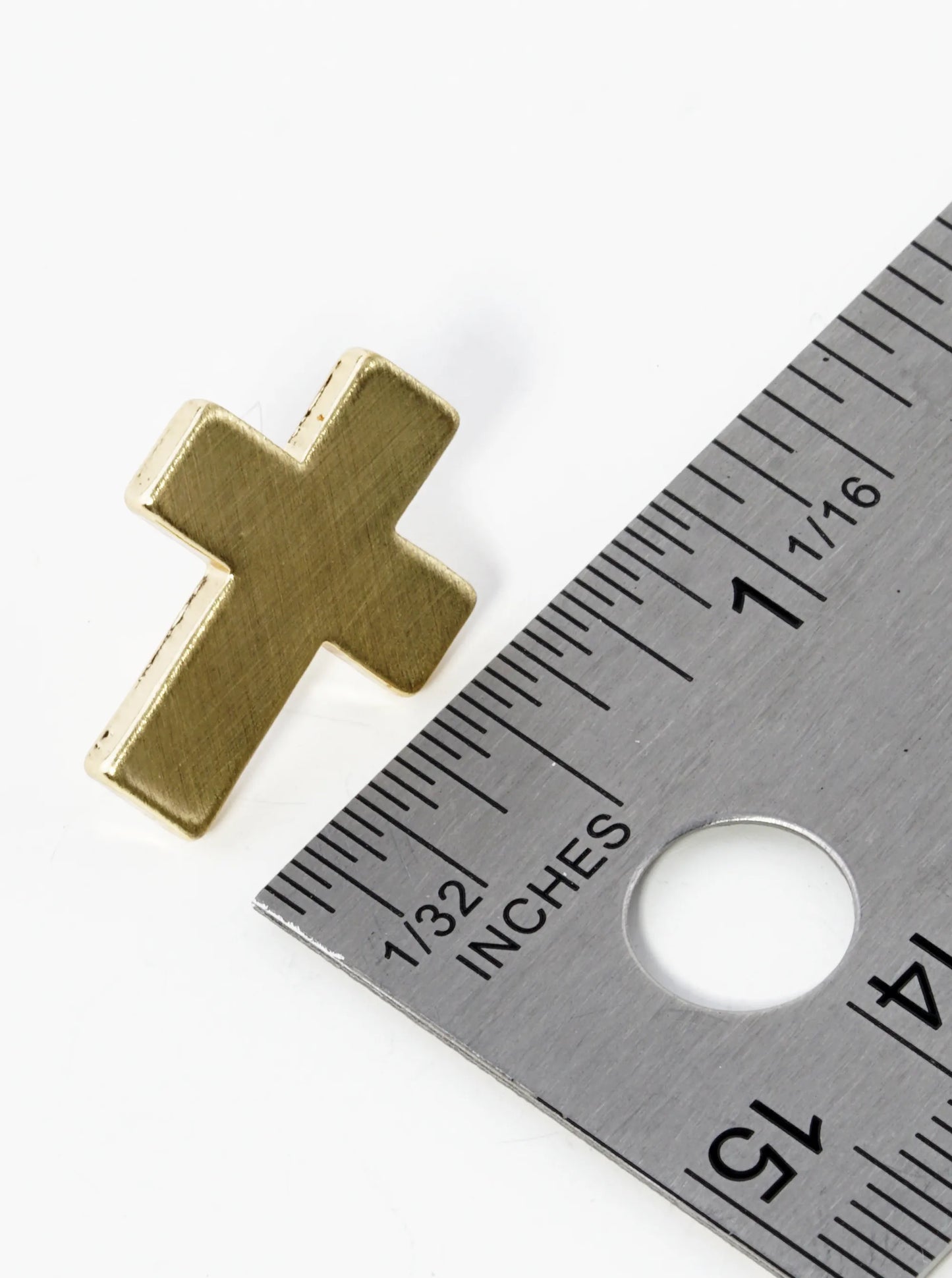 Brushed Metal Cross Stud Earrings