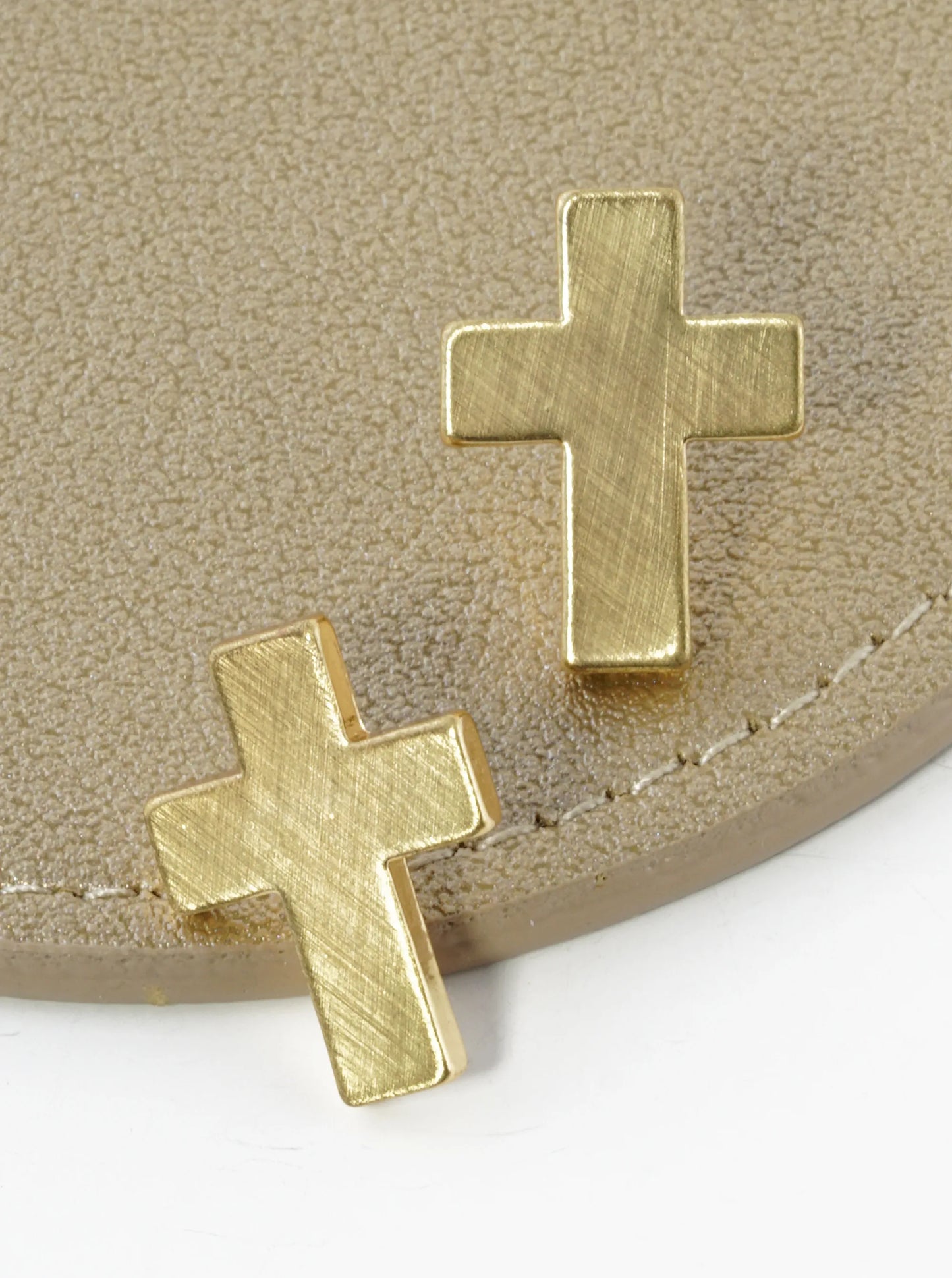 Brushed Metal Cross Stud Earrings