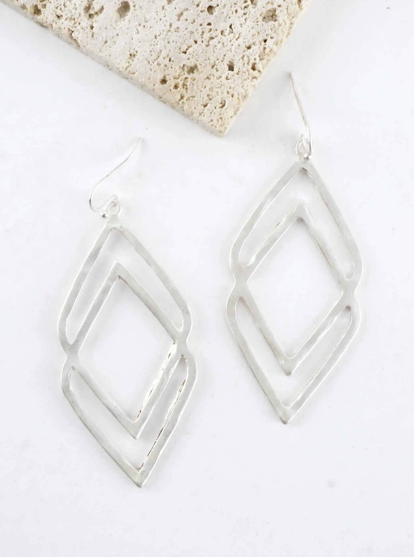 Brushed Metal Layered Arch Drop Earrings