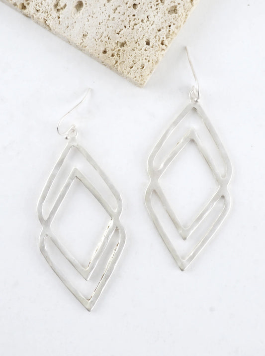 Brushed Metal Layered Arch Drop Earrings