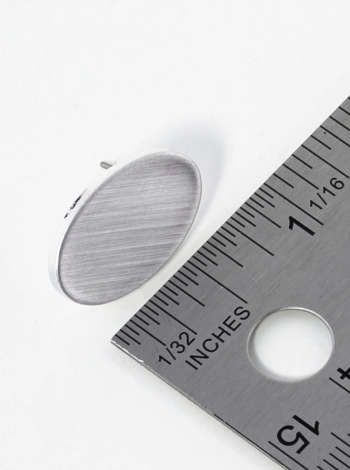 Brushed Metal Oval Stud Earrings