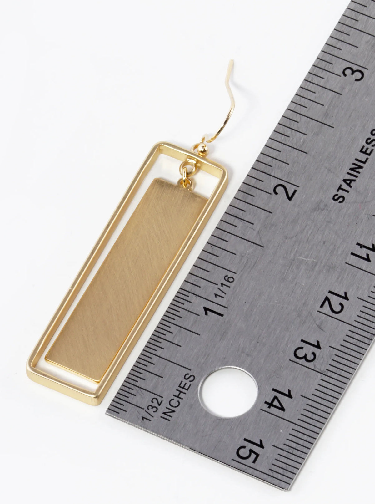 Brushed Metal Rectangle Bar Drop Dangle Earrings