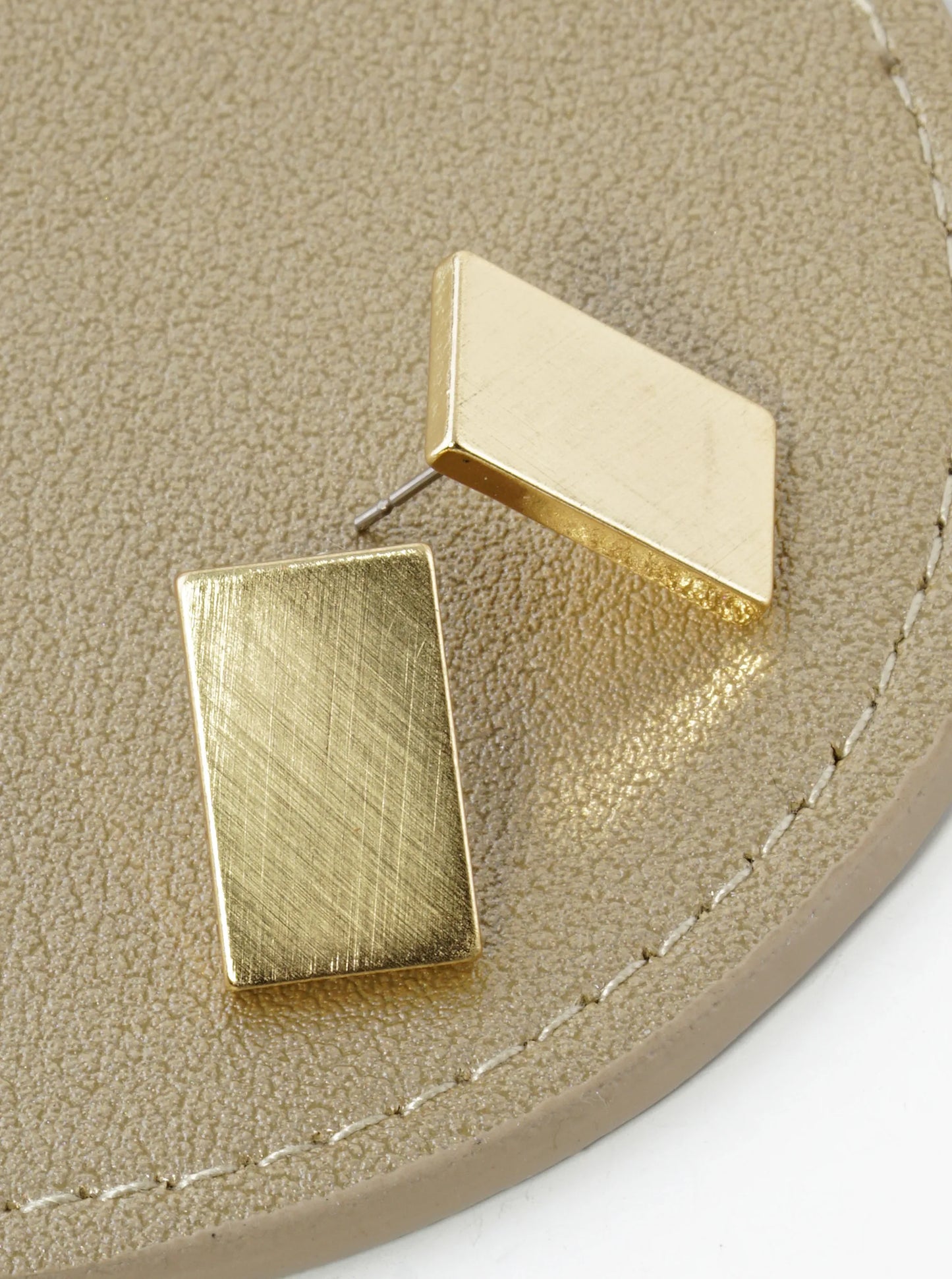 Brushed Metal Rectangle Stud Earrings