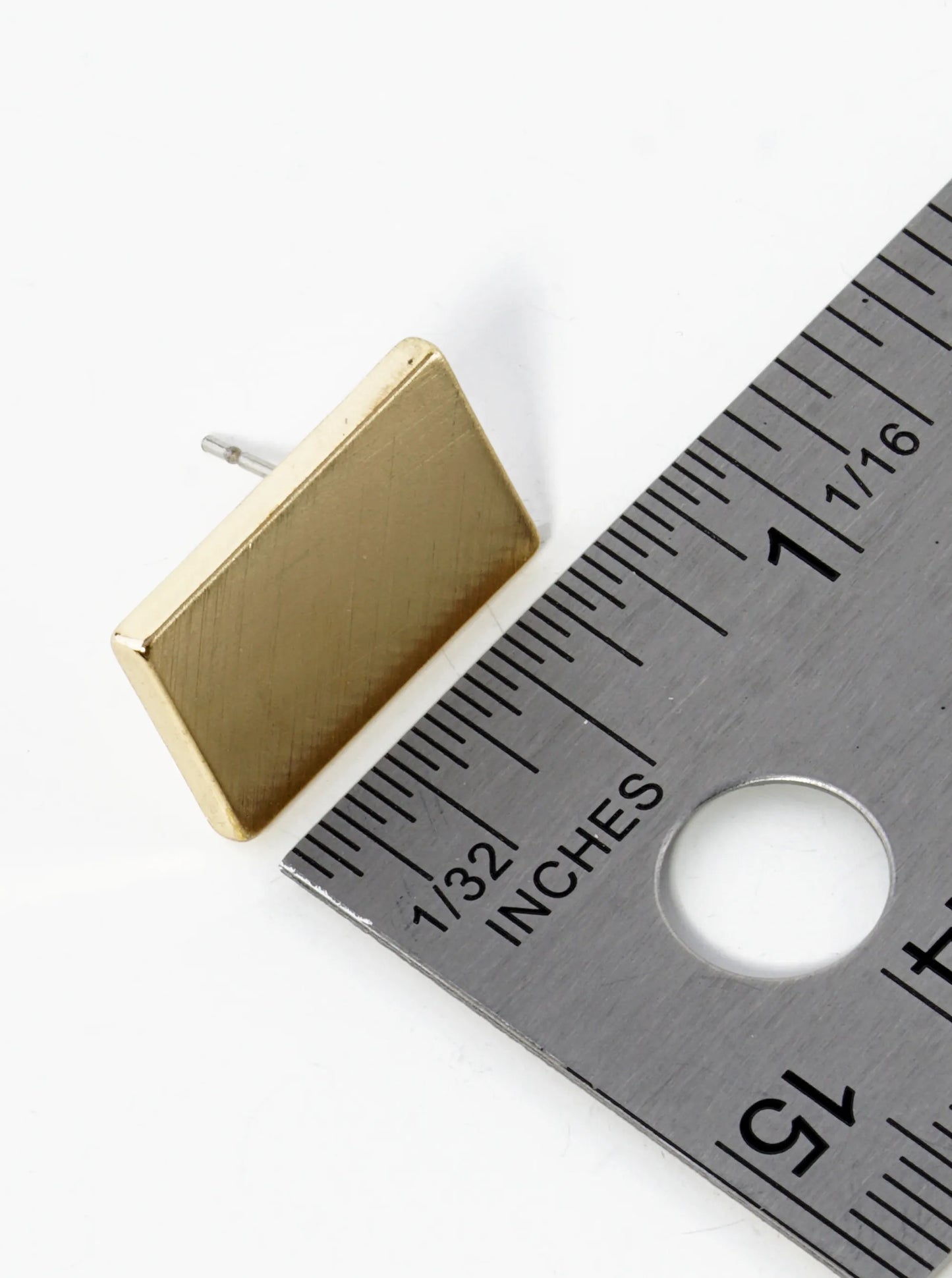 Brushed Metal Rectangle Stud Earrings