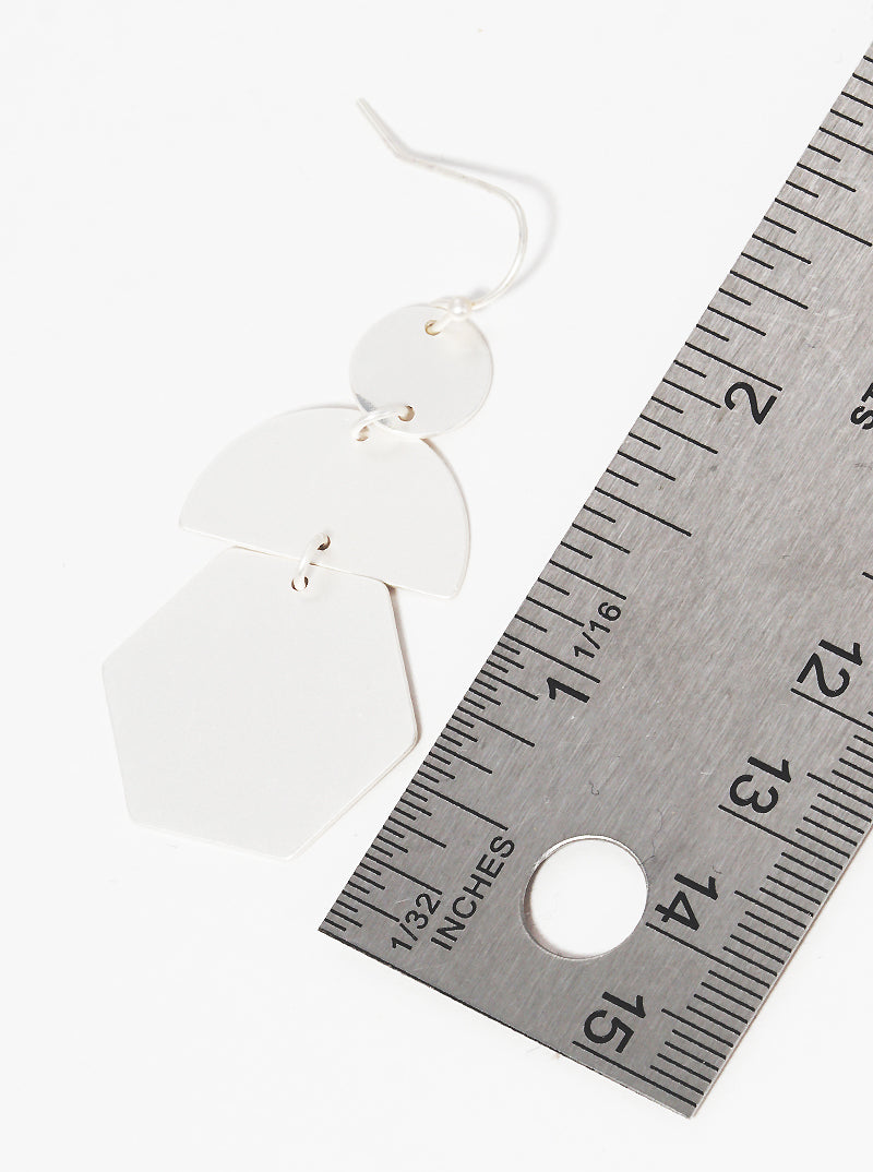 Brushed Satin Metal Geometric Shape Dangle Drop Earrings