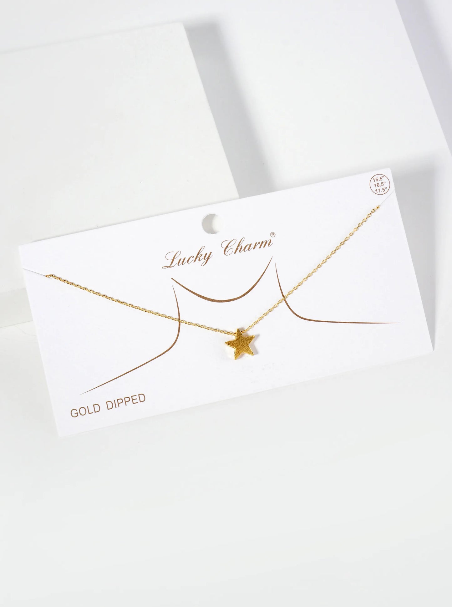 Brushed-Texture 10mm Star Pendant 18K-Gold-Dipped Necklace