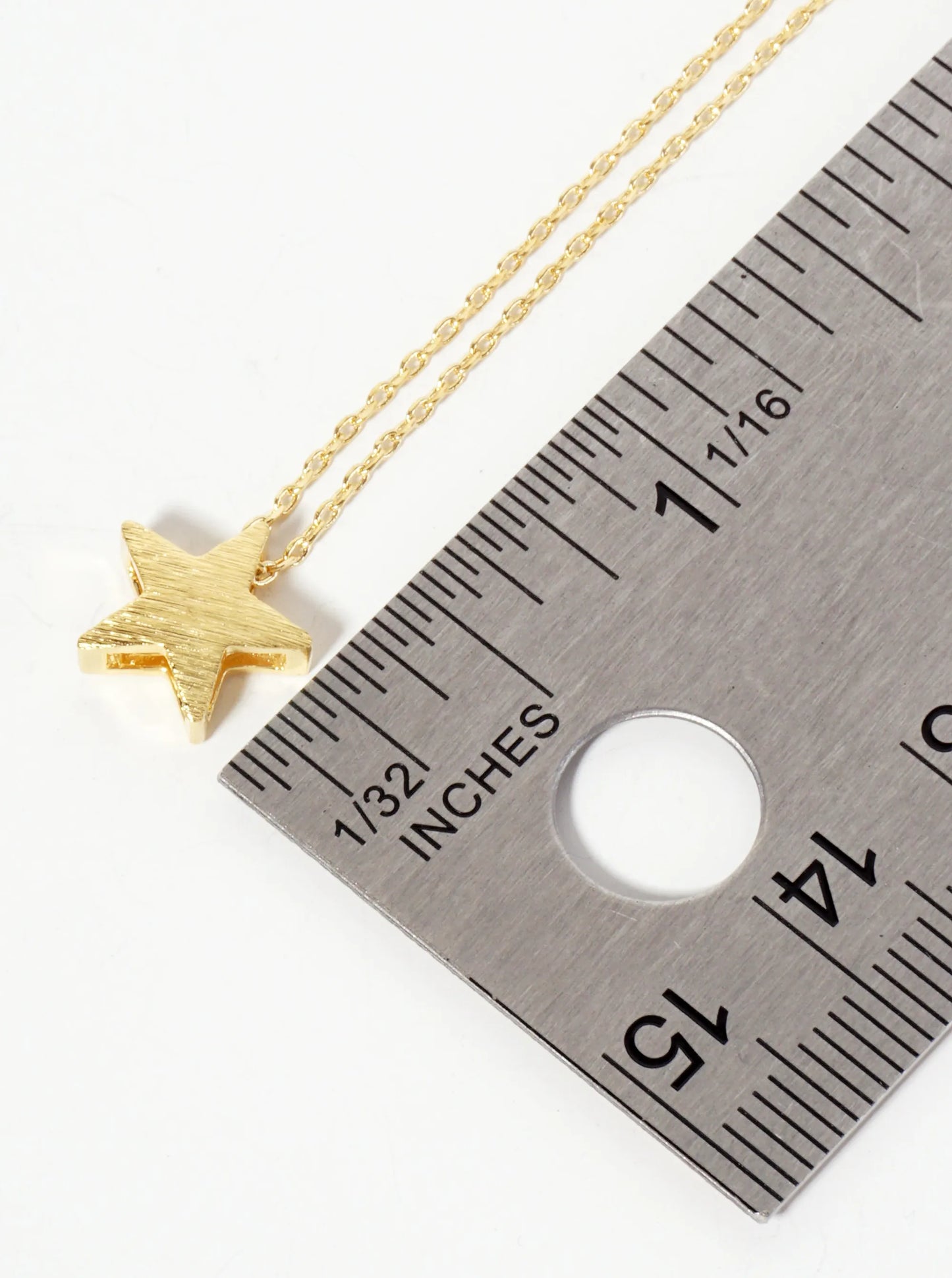 Brushed-Texture 10mm Star Pendant 18K-Gold-Dipped Necklace