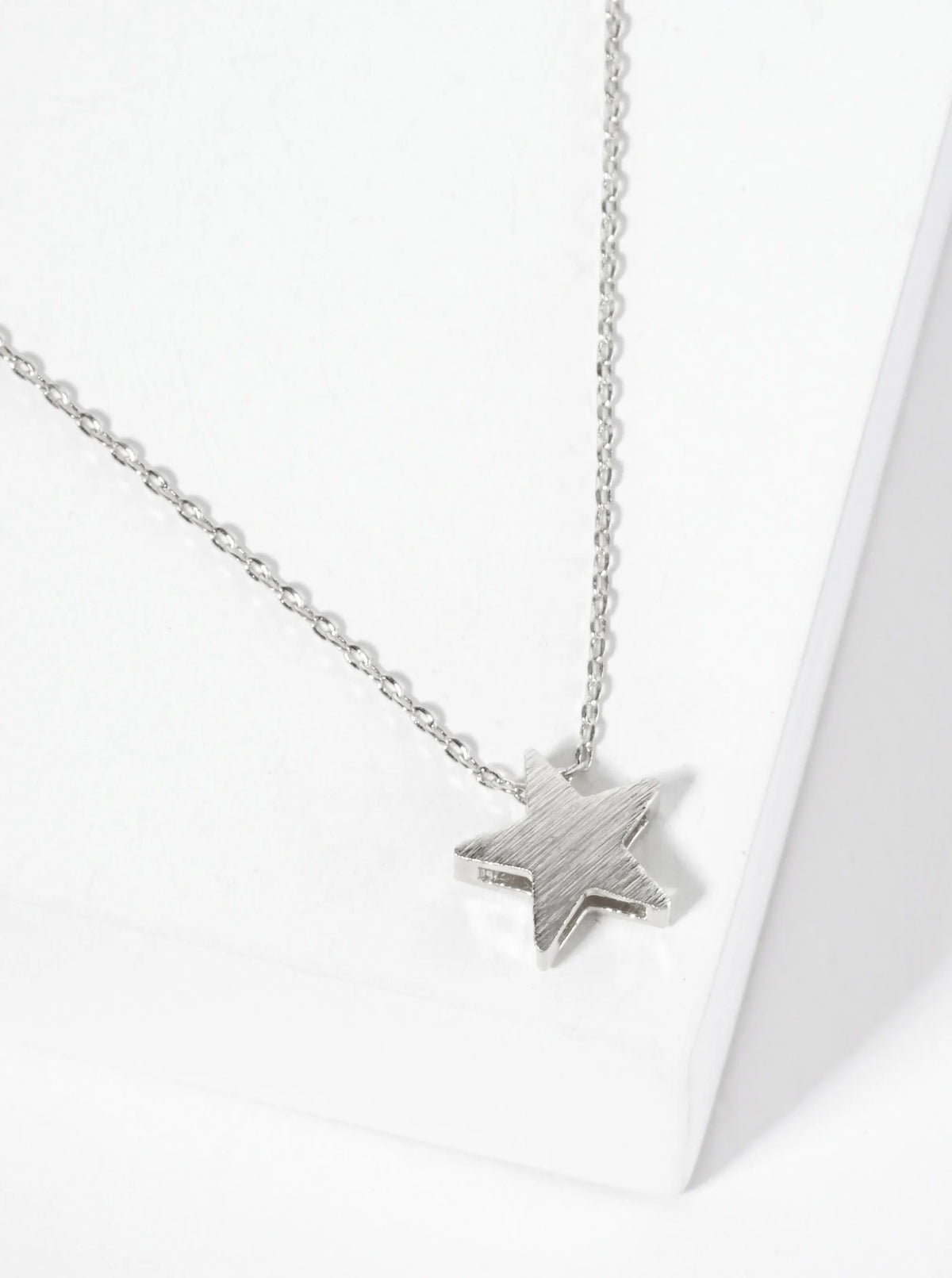 Brushed-Texture 10mm Star Pendant 18K-Gold-Dipped Necklace