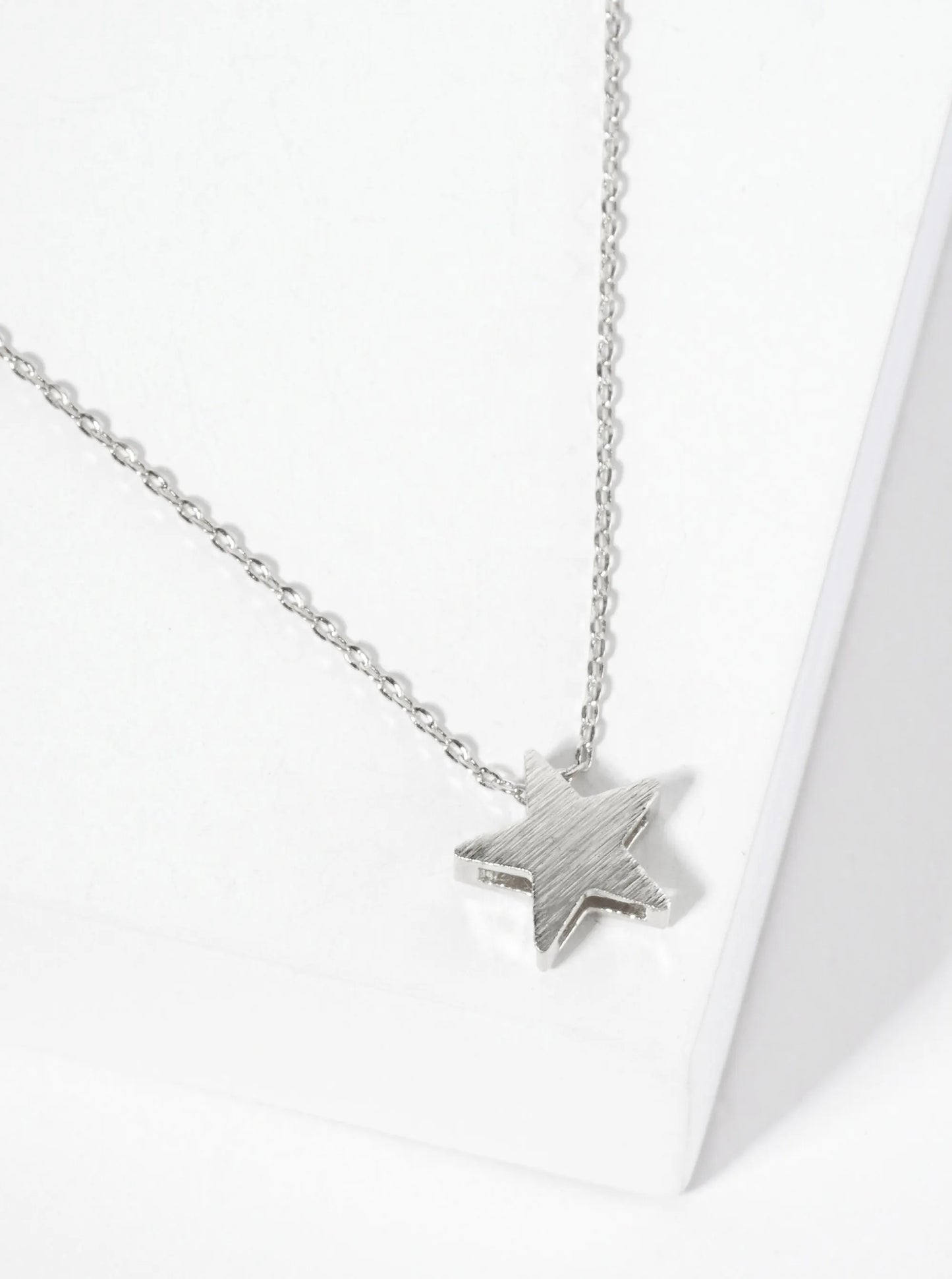 Brushed-Texture 10mm Star Pendant 18K-Gold-Dipped Necklace