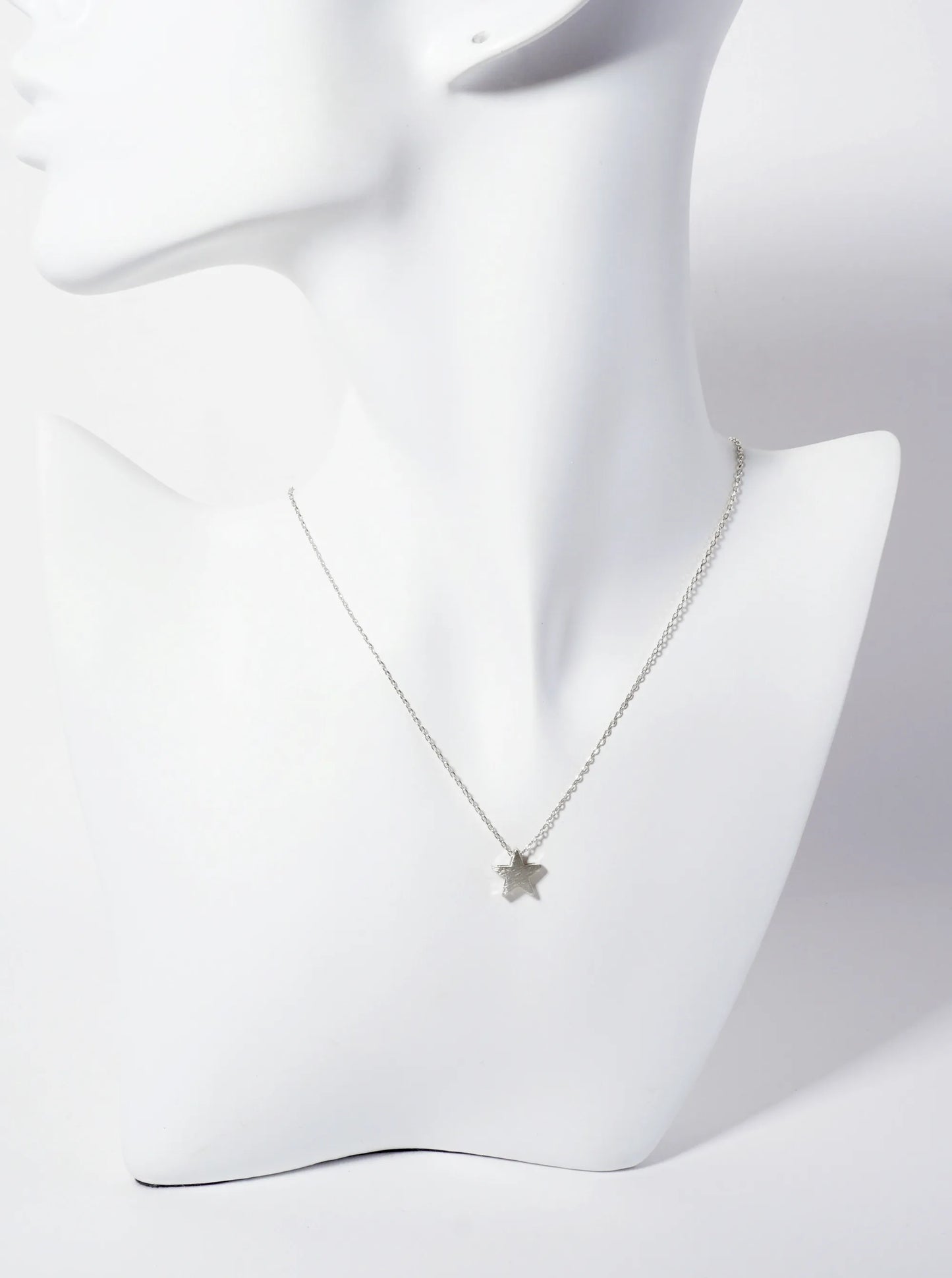 Brushed-Texture 10mm Star Pendant 18K-Gold-Dipped Necklace