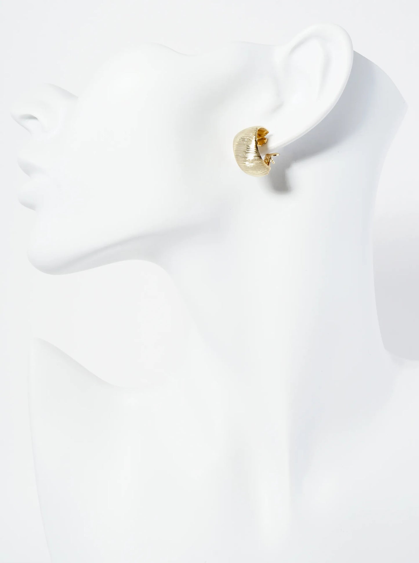 Brushed-Texture 14K-Gold-Dipped 15mm Dainty Latch-Back Hoop Earrings