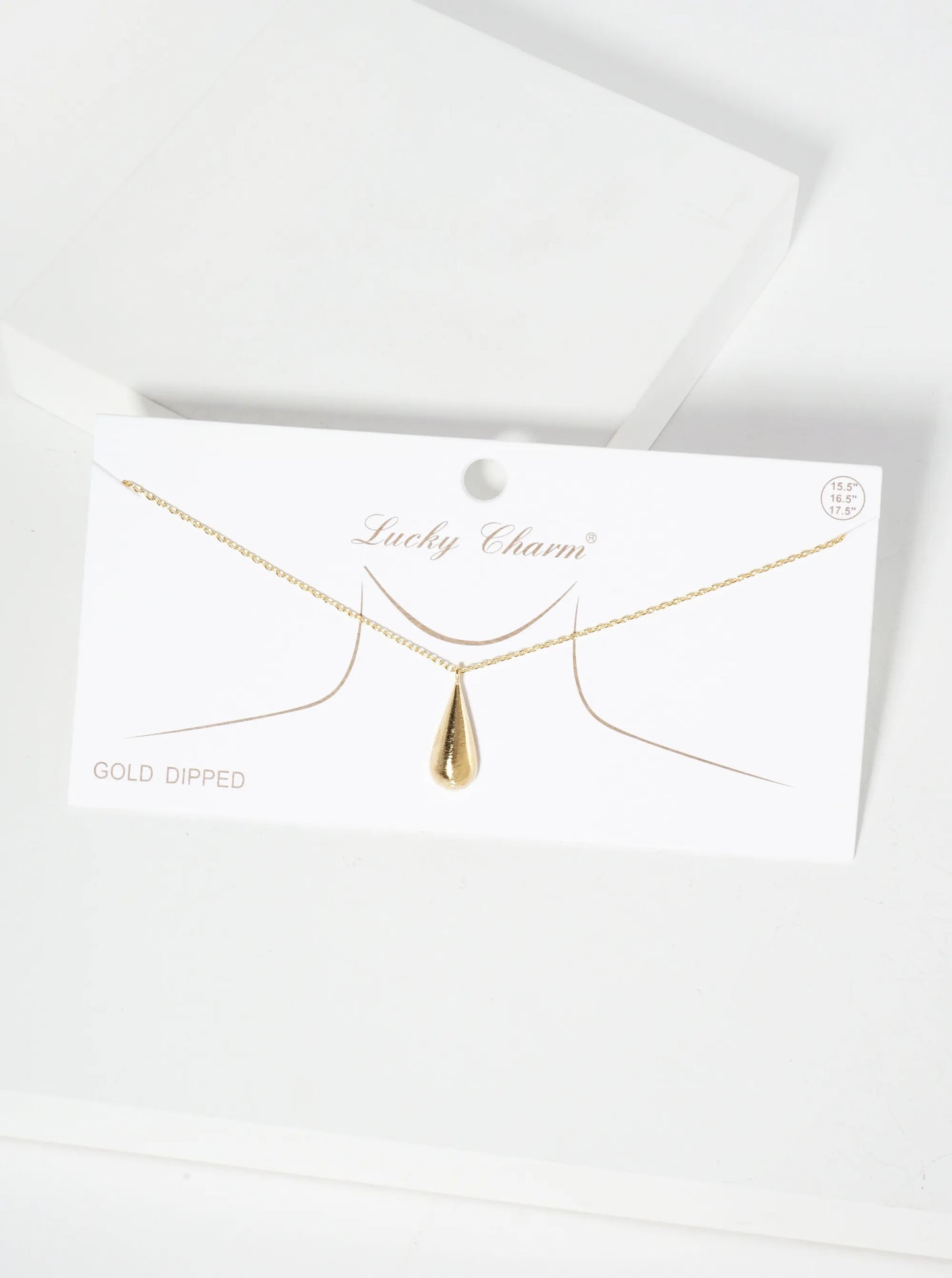 Brushed-Texture 3D Teardrop Pendant 18K-Gold-Dipped Necklace