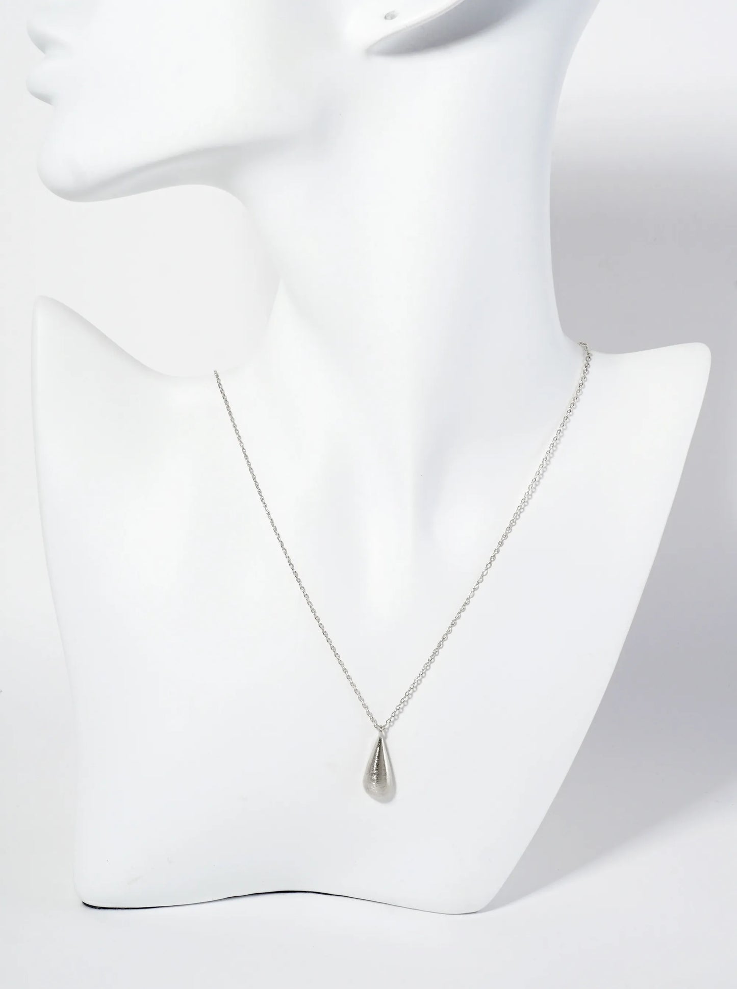 Brushed-Texture 3D Teardrop Pendant 18K-Gold-Dipped Necklace