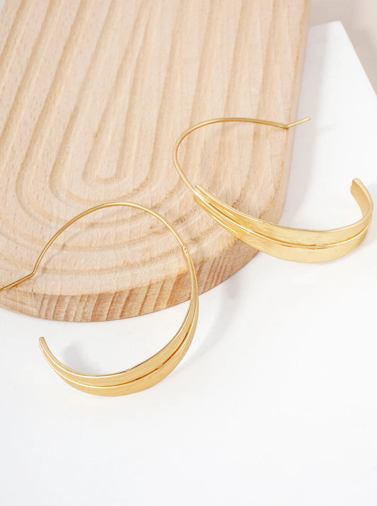 Brushed-Texture 50mm Tapered Open Hoop Earrings