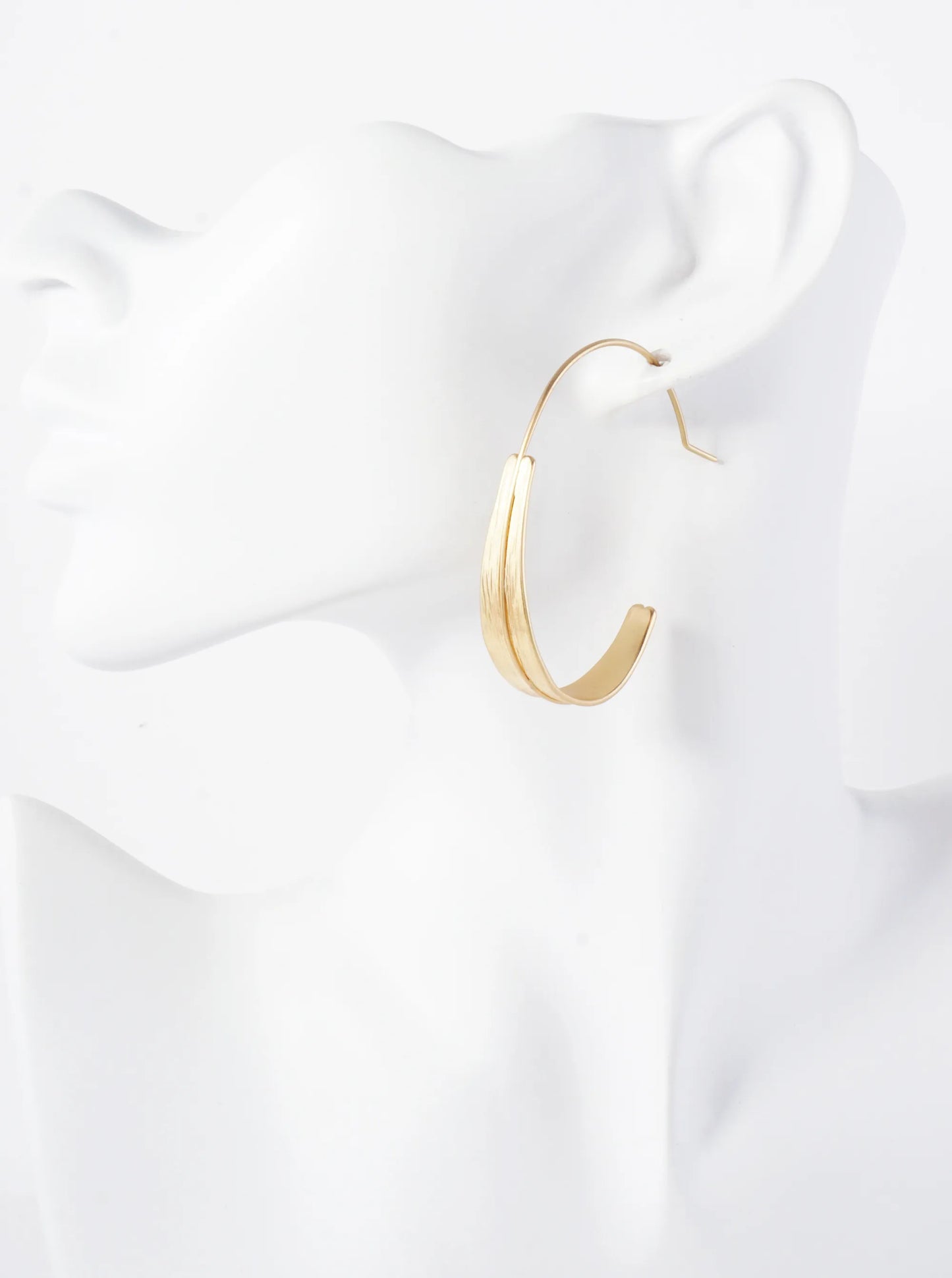 Brushed-Texture 50mm Tapered Open Hoop Earrings
