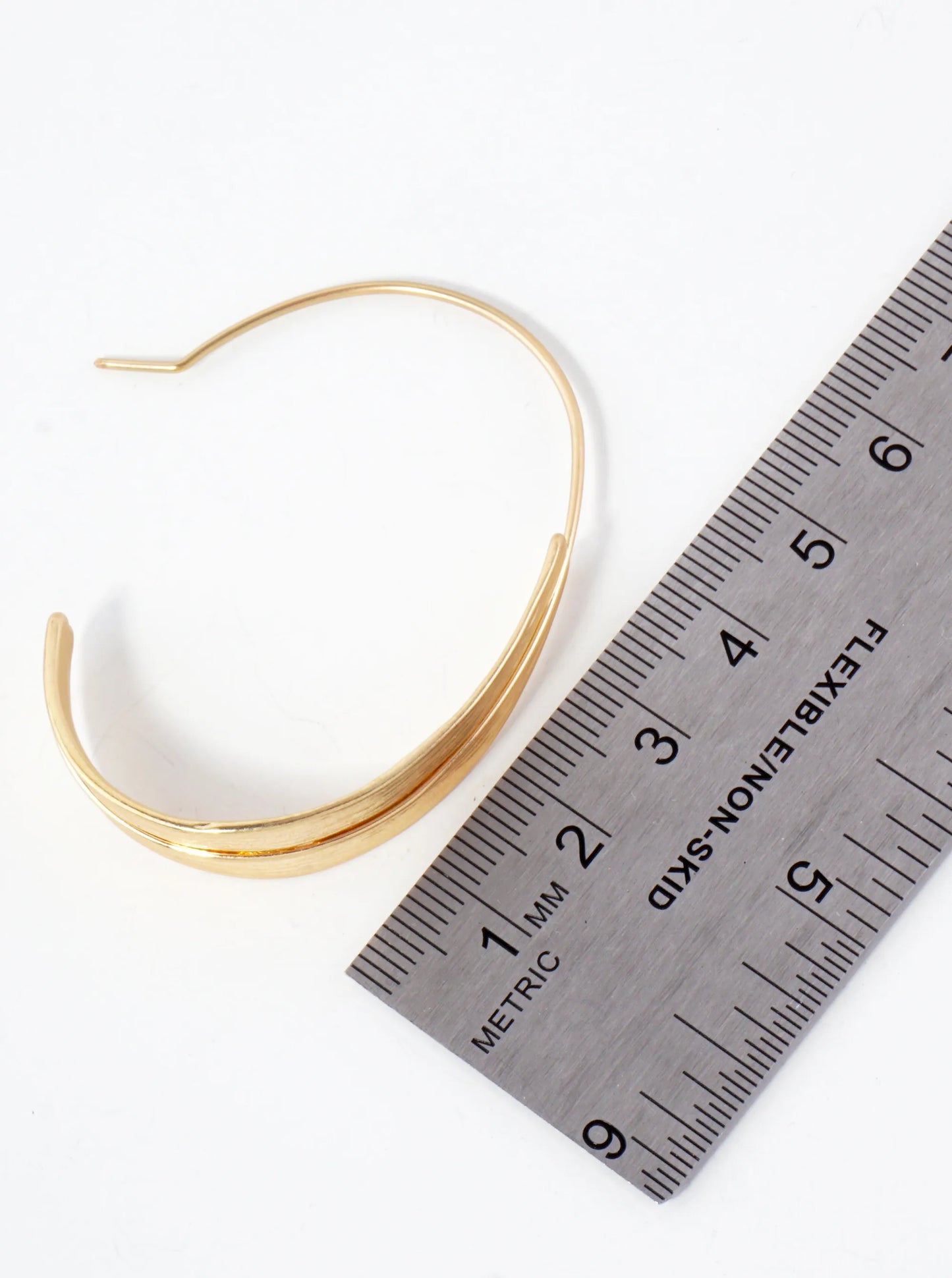 Brushed-Texture 50mm Tapered Open Hoop Earrings