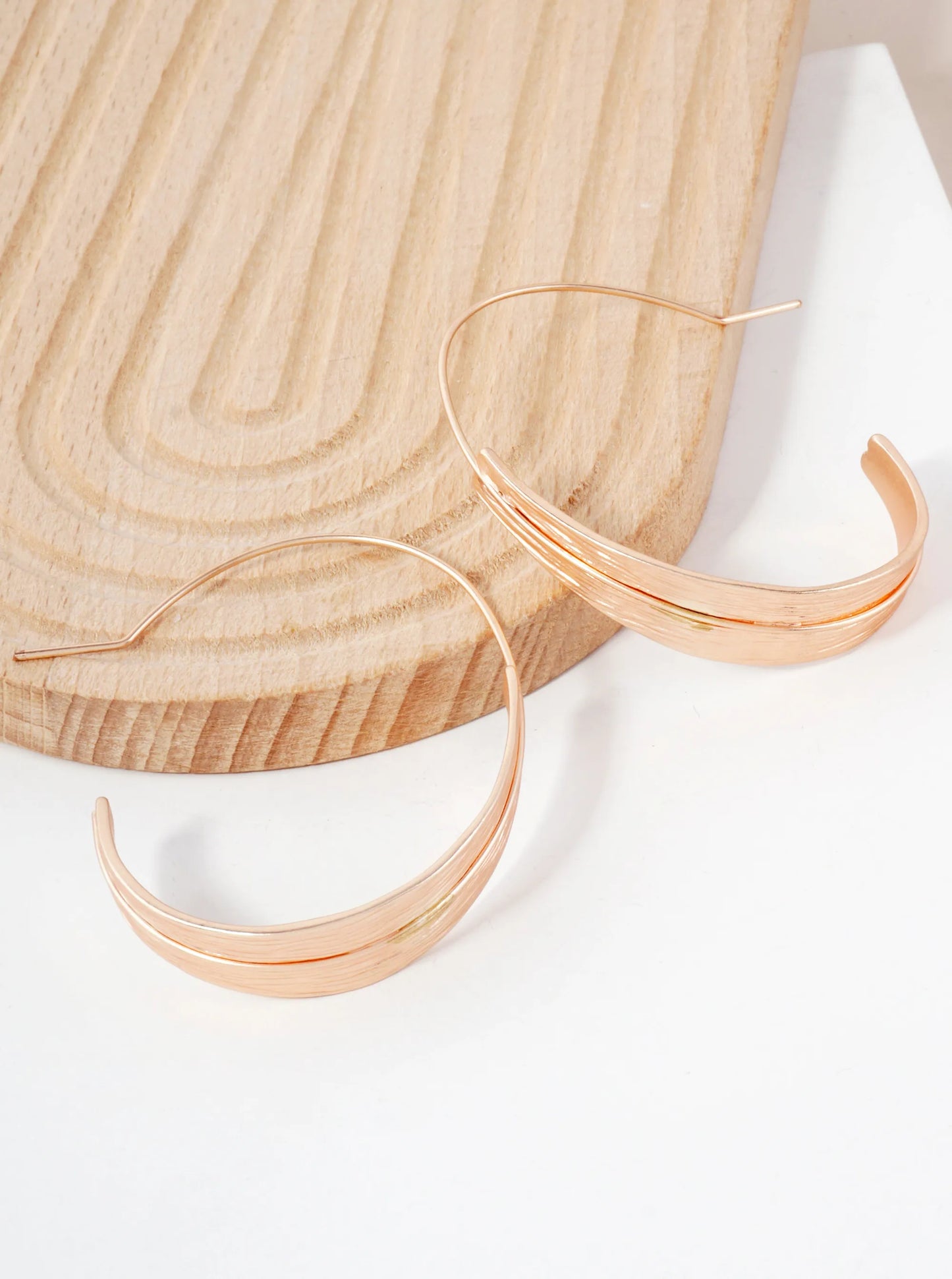 Brushed-Texture 50mm Tapered Open Hoop Earrings